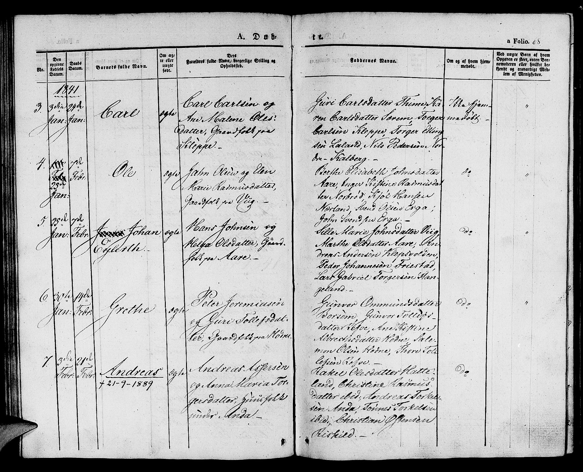 Klepp sokneprestkontor, SAST/A-101803/001/3/30BA/L0003: Parish register (official) no. A 3, 1833-1842, p. 68