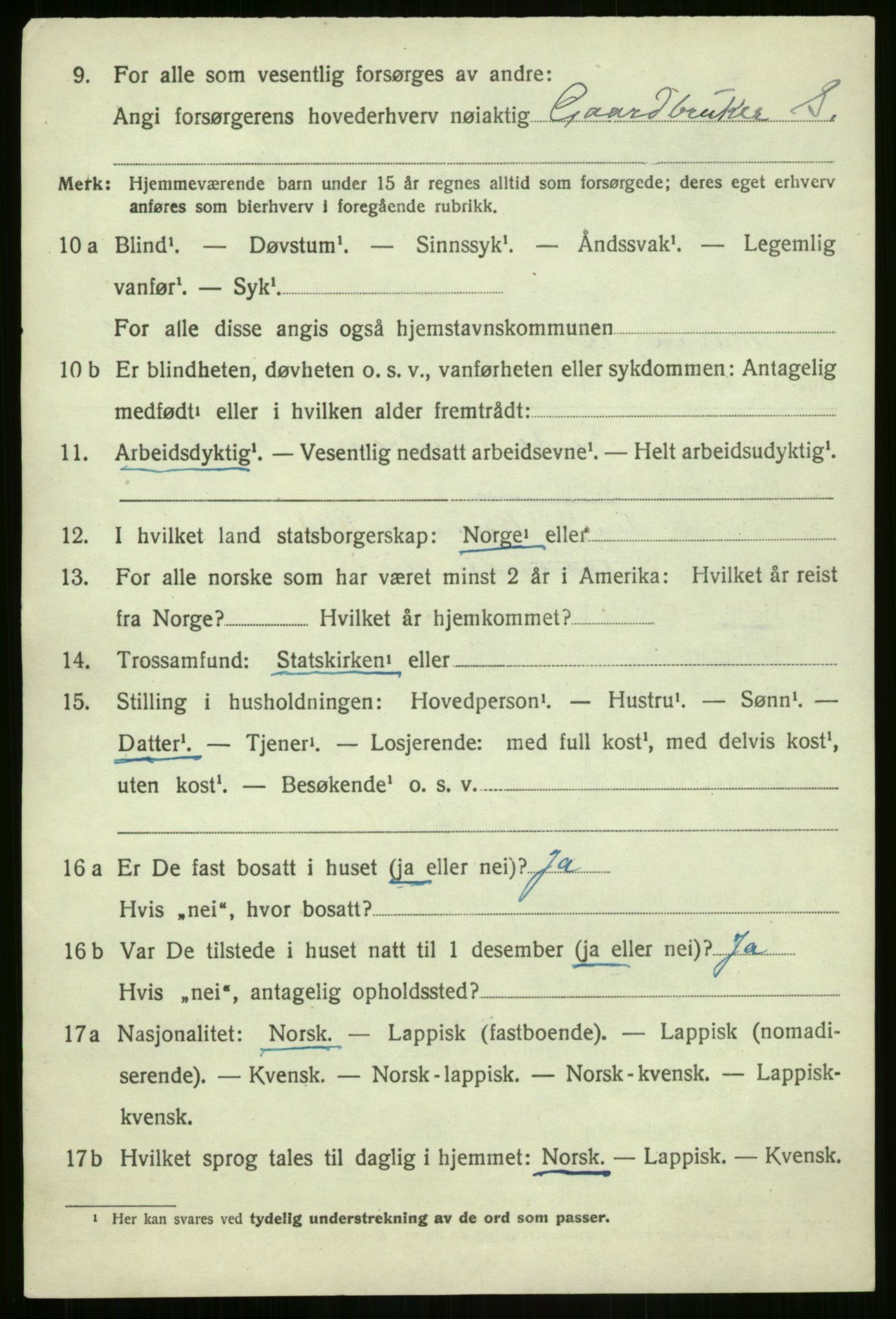 SATØ, 1920 census for Malangen, 1920, p. 824