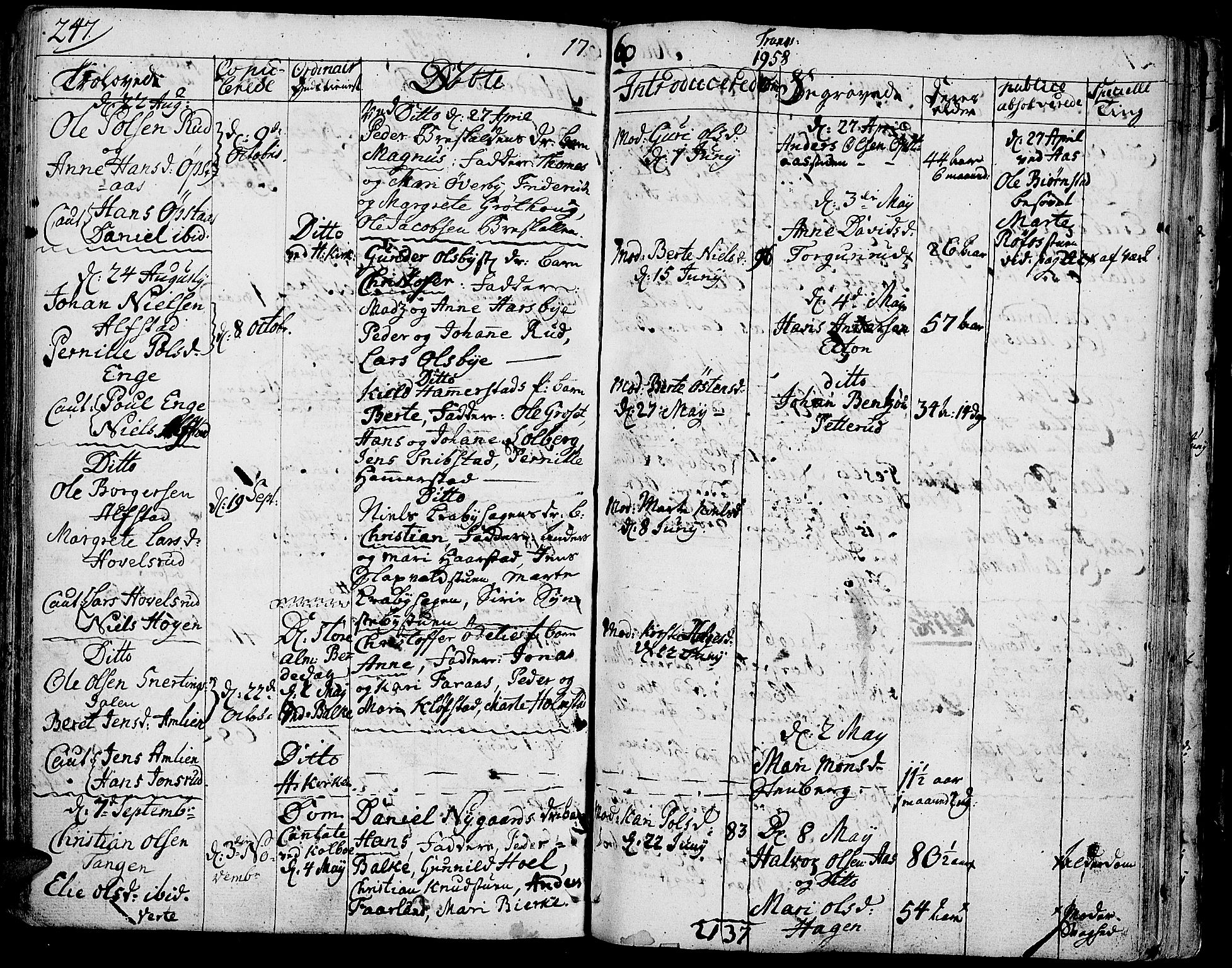 Toten prestekontor, SAH/PREST-102/H/Ha/Haa/L0004: Parish register (official) no. 4, 1751-1761, p. 247