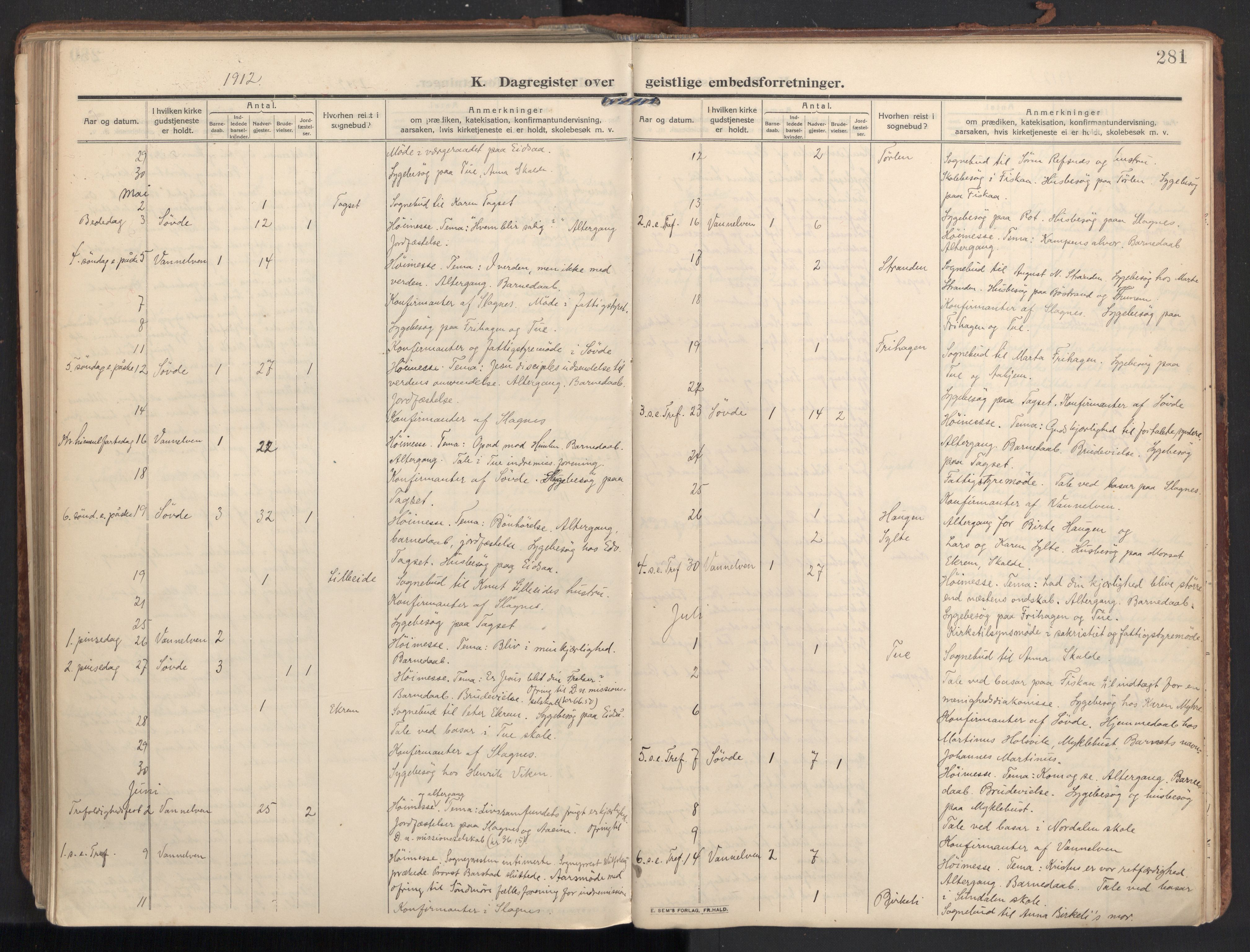Ministerialprotokoller, klokkerbøker og fødselsregistre - Møre og Romsdal, AV/SAT-A-1454/502/L0026: Parish register (official) no. 502A04, 1909-1933, p. 281