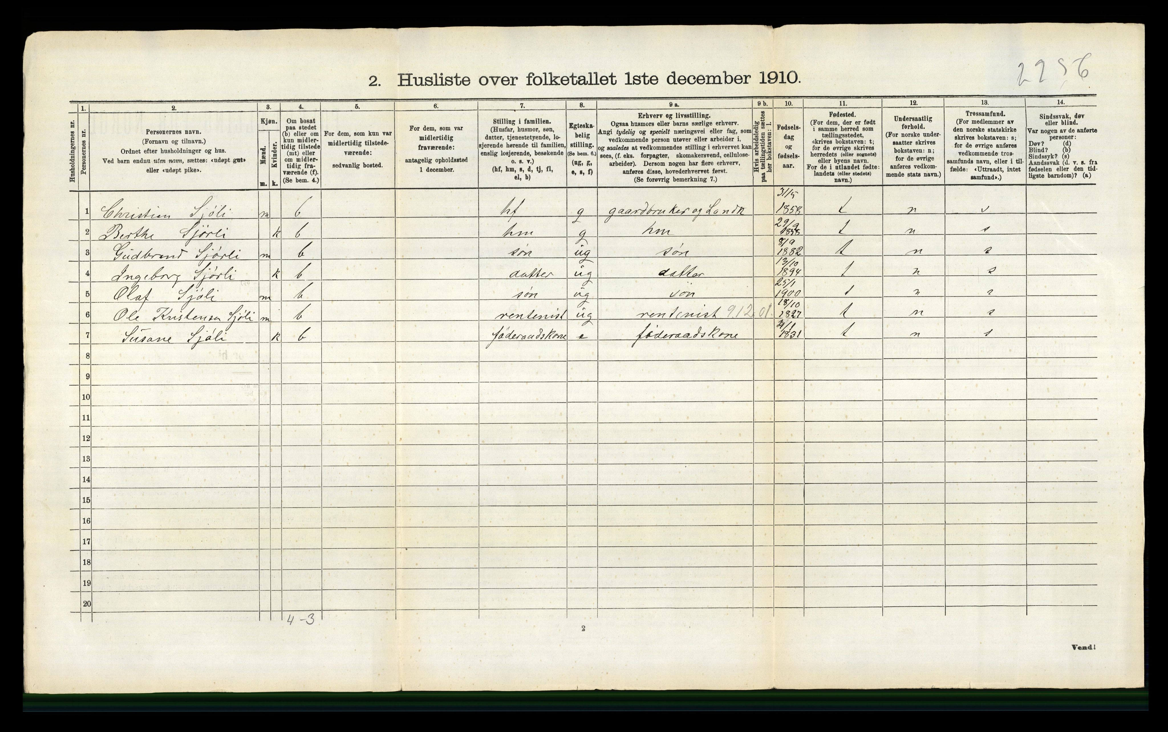 RA, 1910 census for Nes, 1910, p. 1297