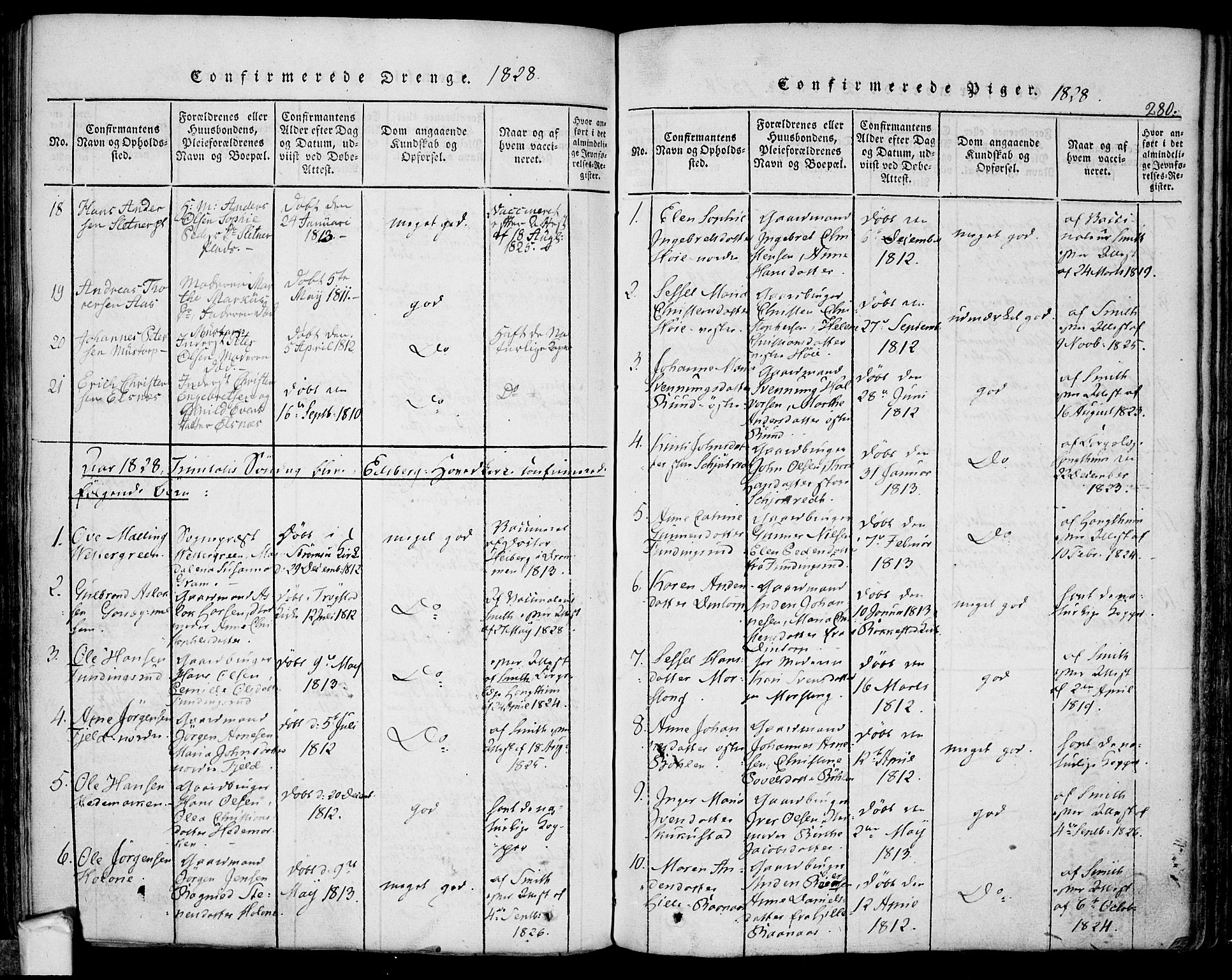 Eidsberg prestekontor Kirkebøker, AV/SAO-A-10905/F/Fa/L0007: Parish register (official) no. I 7, 1814-1832, p. 280