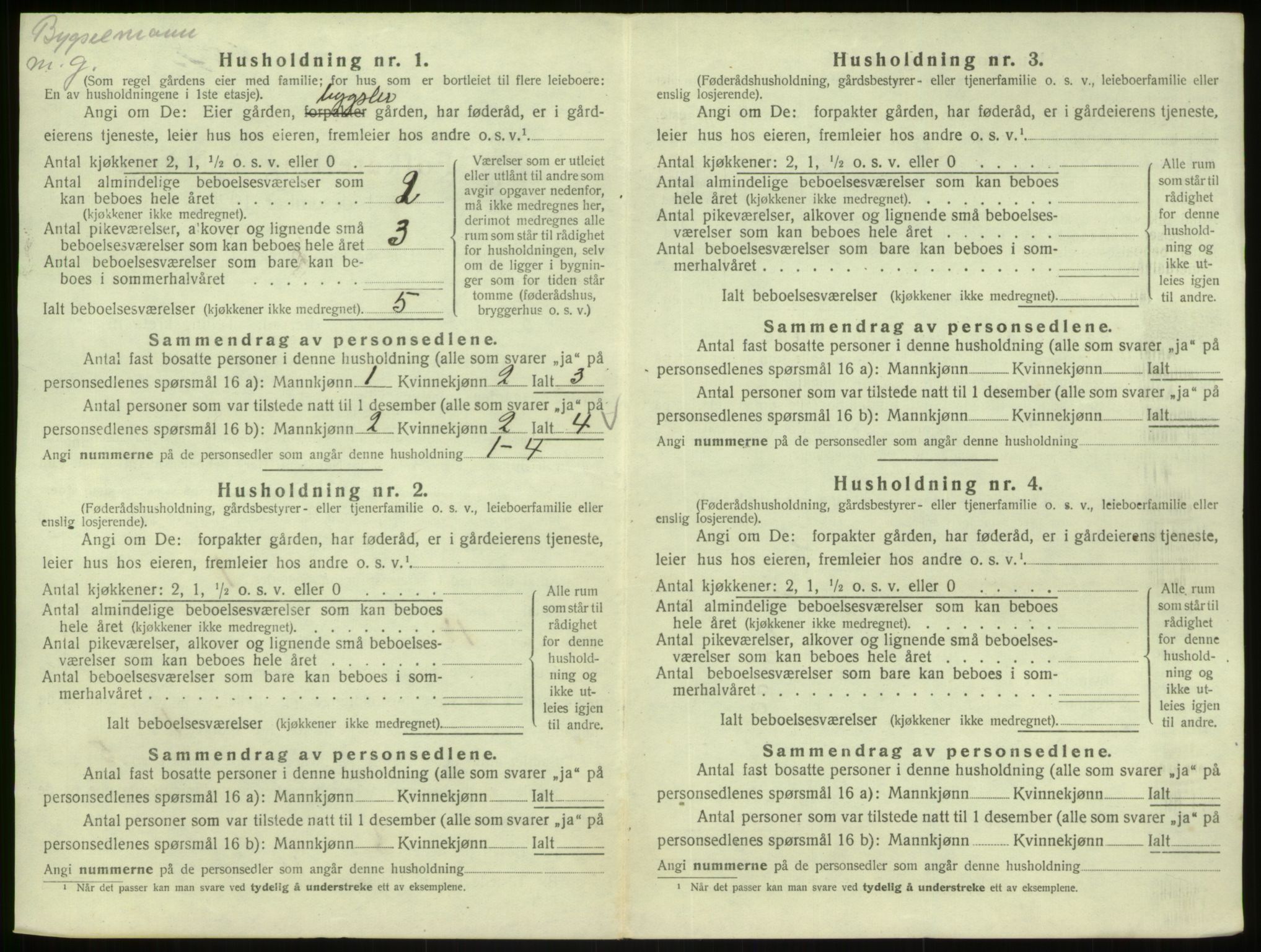 SAB, 1920 census for Masfjorden, 1920, p. 154