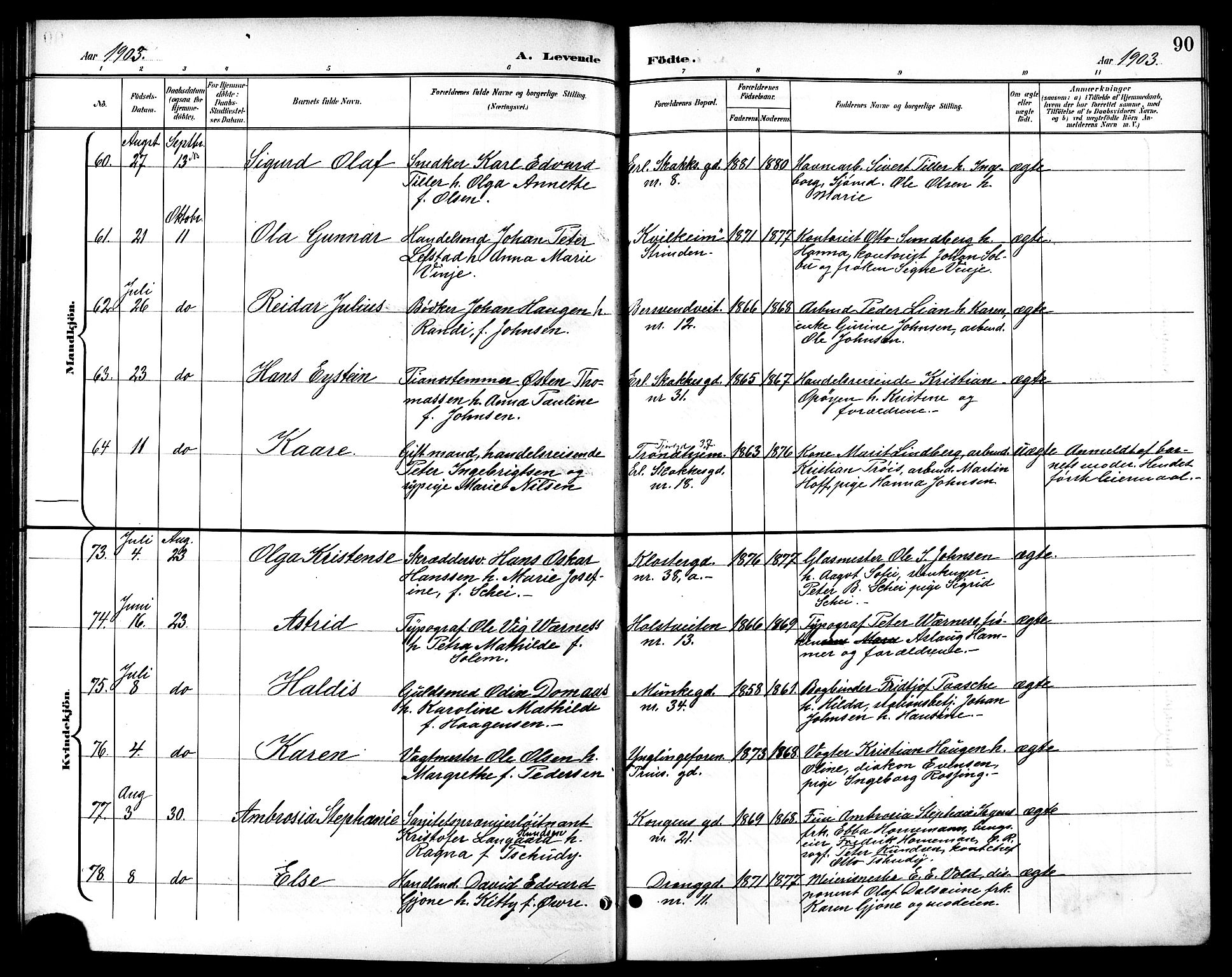 Ministerialprotokoller, klokkerbøker og fødselsregistre - Sør-Trøndelag, AV/SAT-A-1456/601/L0094: Parish register (copy) no. 601C12, 1898-1911, p. 90