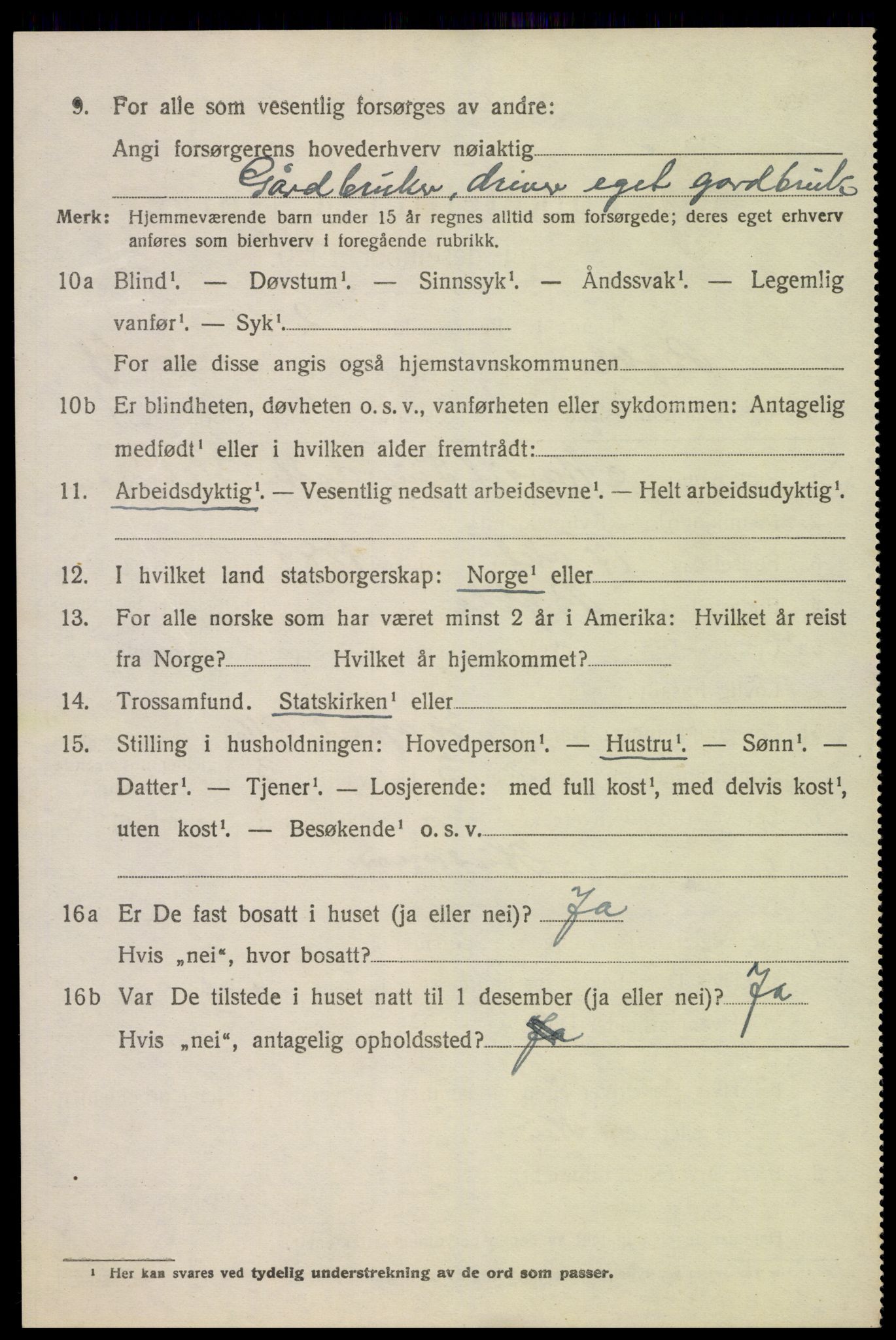 SAK, 1920 census for Bykle, 1920, p. 1026