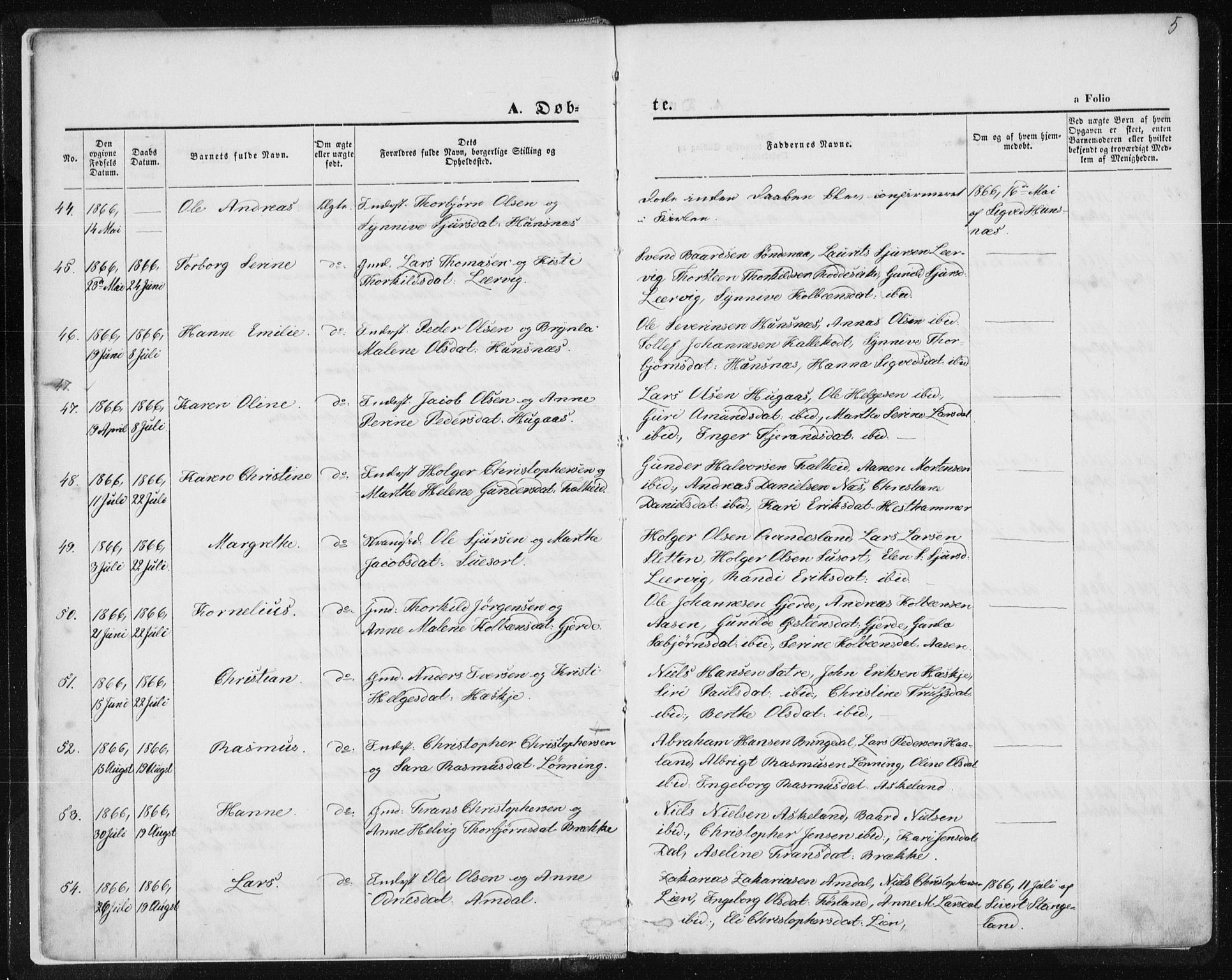 Tysvær sokneprestkontor, AV/SAST-A -101864/H/Ha/Haa/L0005: Parish register (official) no. A 5, 1865-1878, p. 5