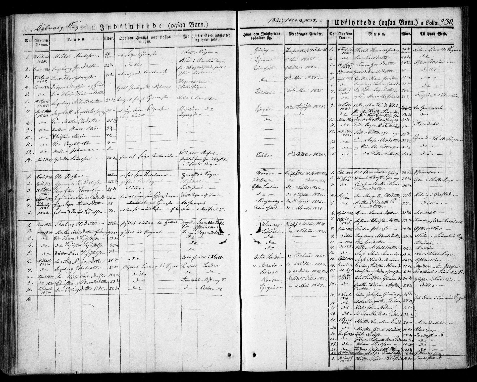 Dypvåg sokneprestkontor, SAK/1111-0007/F/Fa/Faa/L0004: Parish register (official) no. A 4, 1824-1840, p. 330