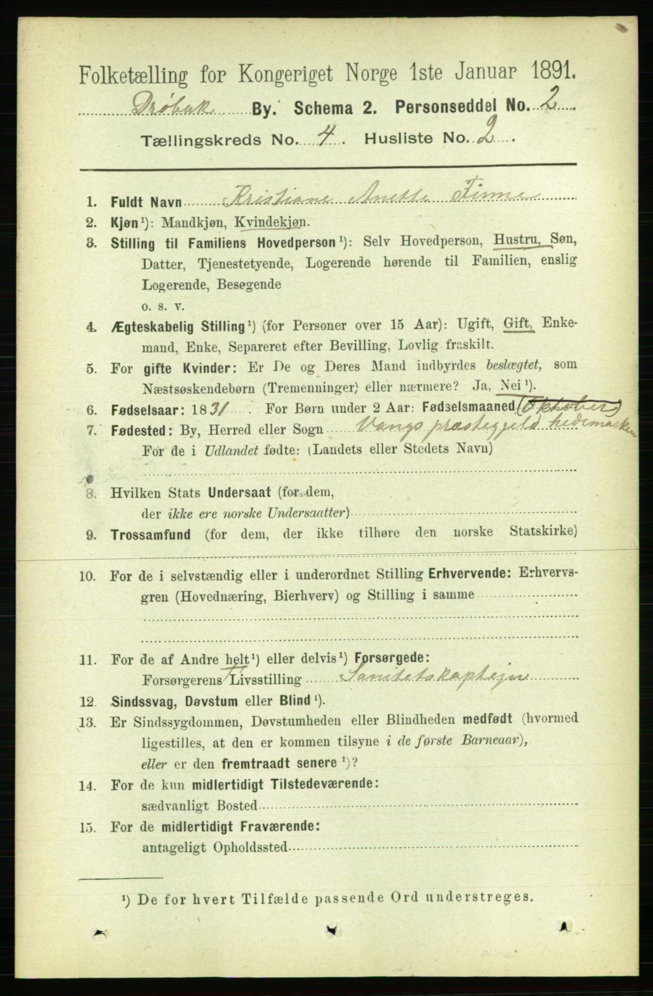 RA, 1891 census for 0203 Drøbak, 1891, p. 2532