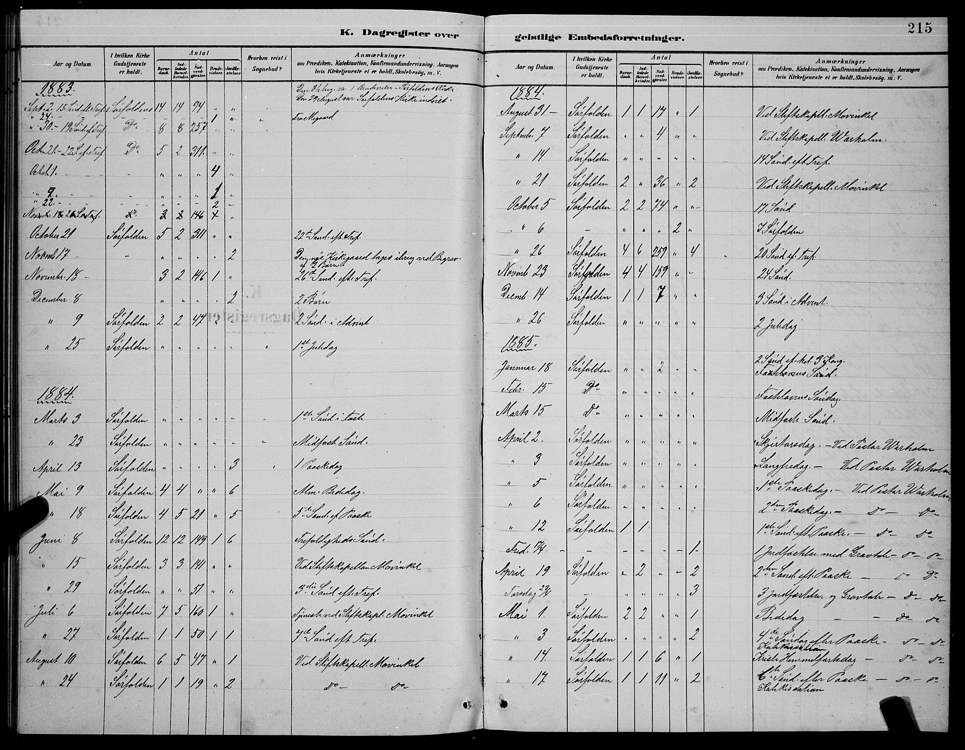 Ministerialprotokoller, klokkerbøker og fødselsregistre - Nordland, AV/SAT-A-1459/854/L0785: Parish register (copy) no. 854C01, 1883-1891, p. 215