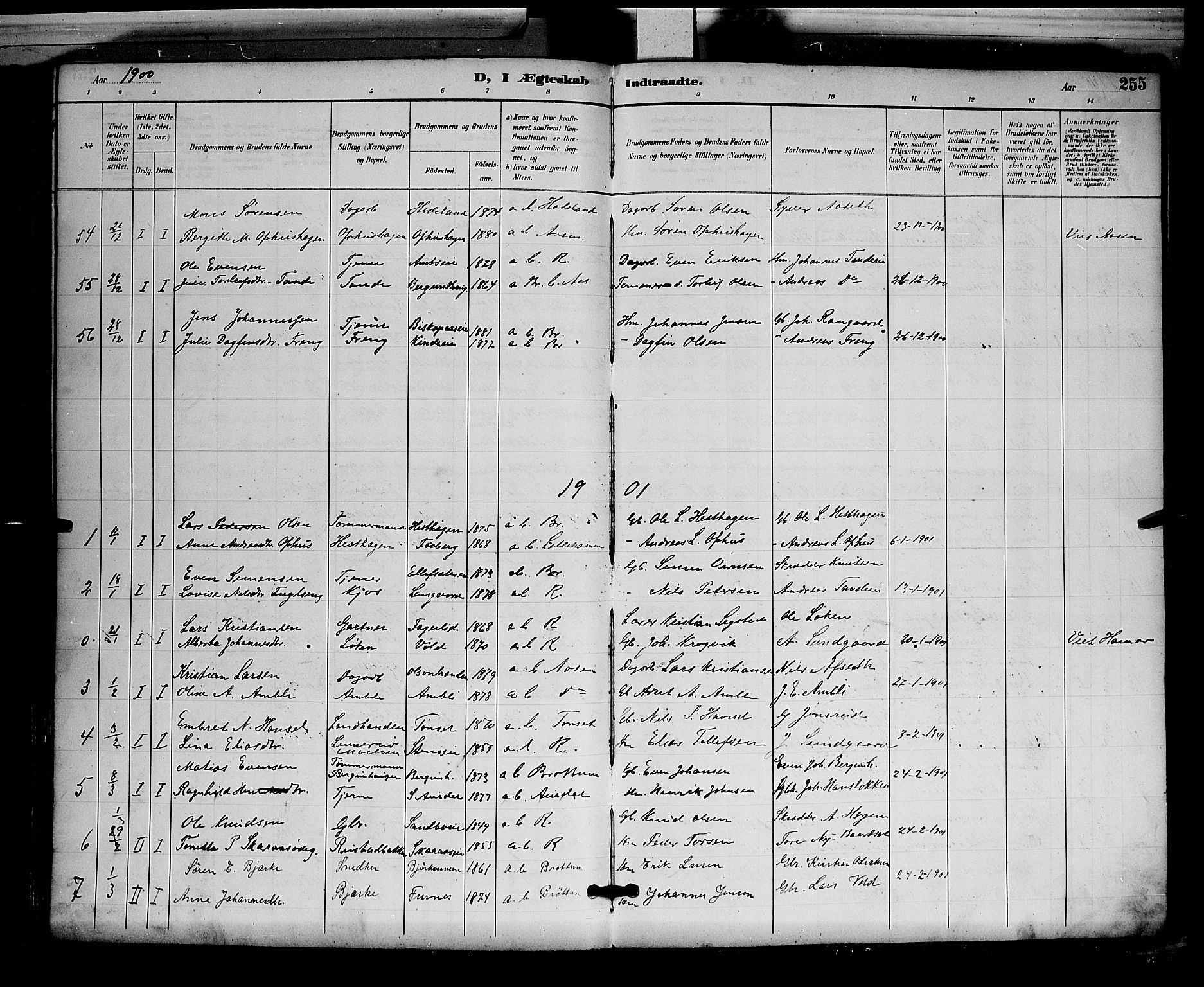 Ringsaker prestekontor, SAH/PREST-014/L/La/L0012: Parish register (copy) no. 12, 1891-1902, p. 255