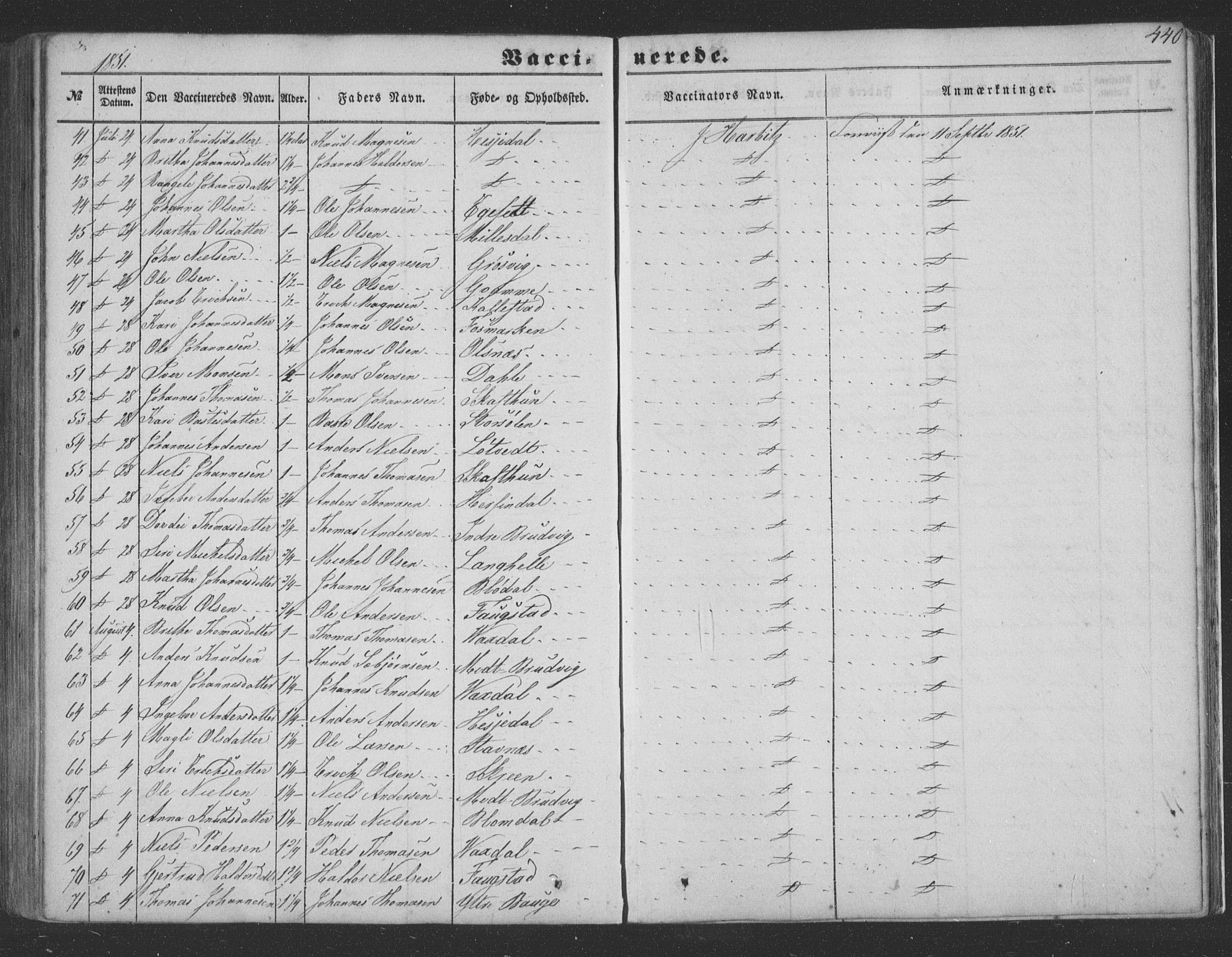 Haus sokneprestembete, AV/SAB-A-75601/H/Haa: Parish register (official) no. A 16 II, 1848-1857, p. 440