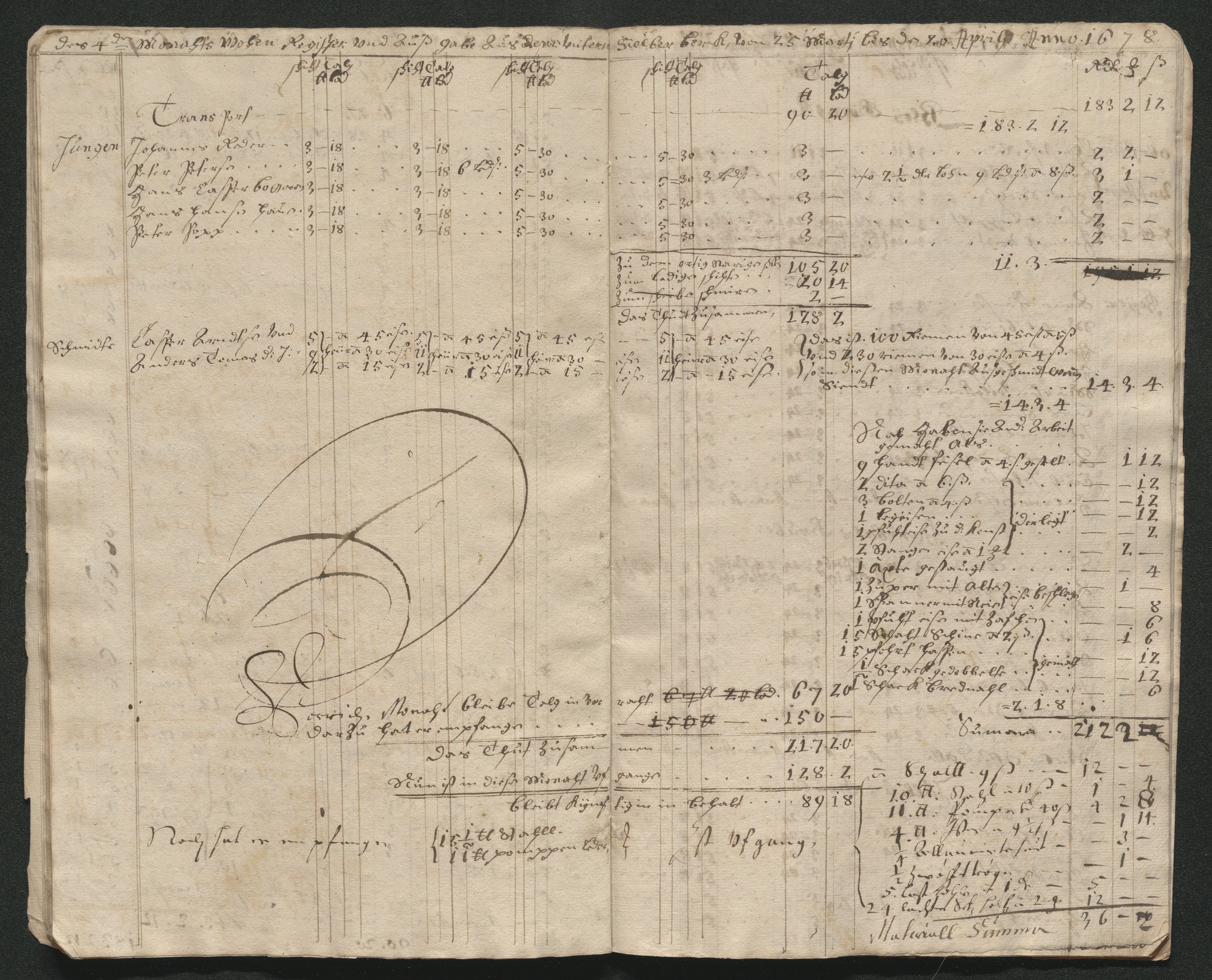 Kongsberg Sølvverk 1623-1816, AV/SAKO-EA-3135/001/D/Dc/Dcd/L0045: Utgiftsregnskap for gruver m.m. , 1678, p. 333