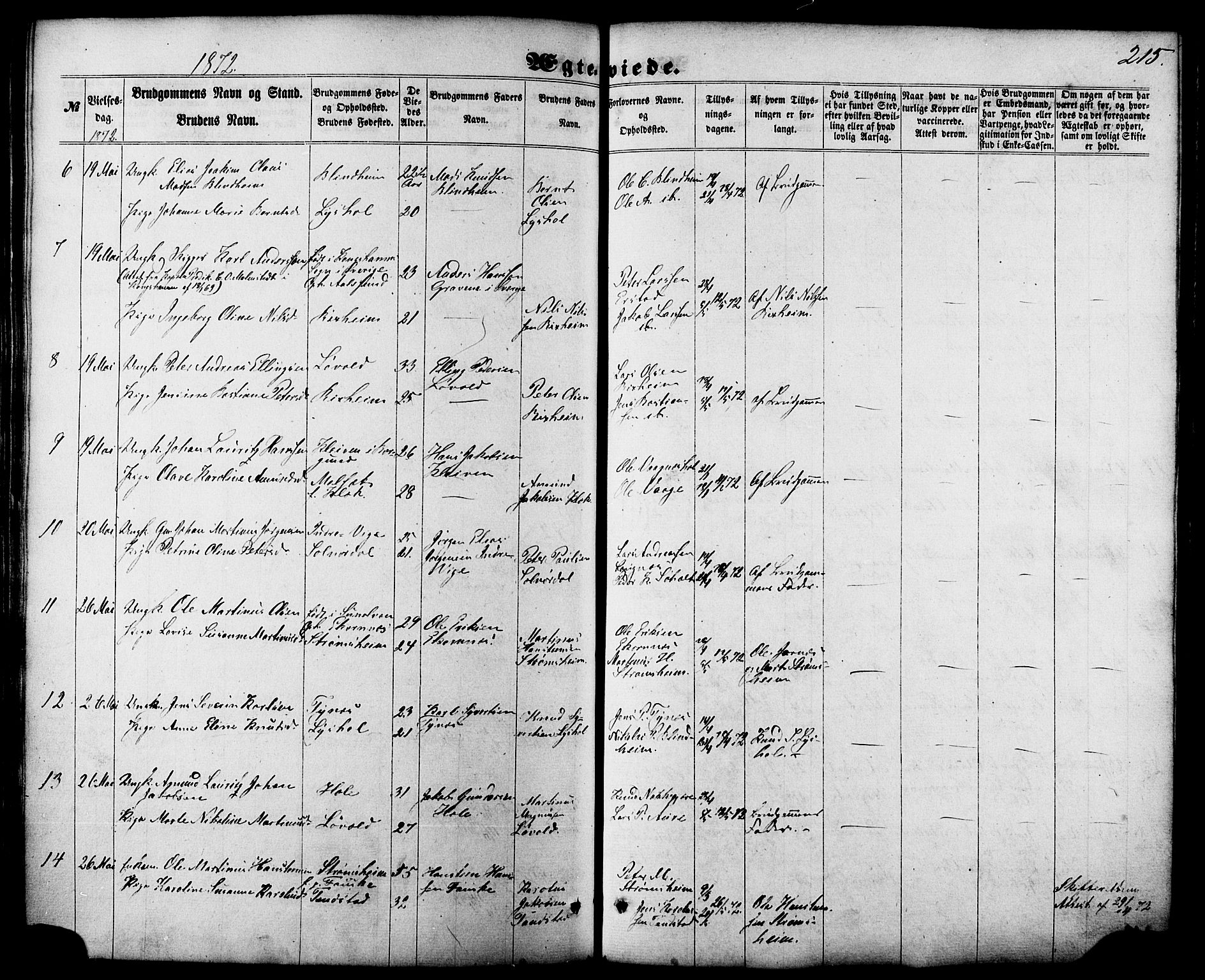 Ministerialprotokoller, klokkerbøker og fødselsregistre - Møre og Romsdal, SAT/A-1454/522/L0314: Parish register (official) no. 522A09, 1863-1877, p. 215