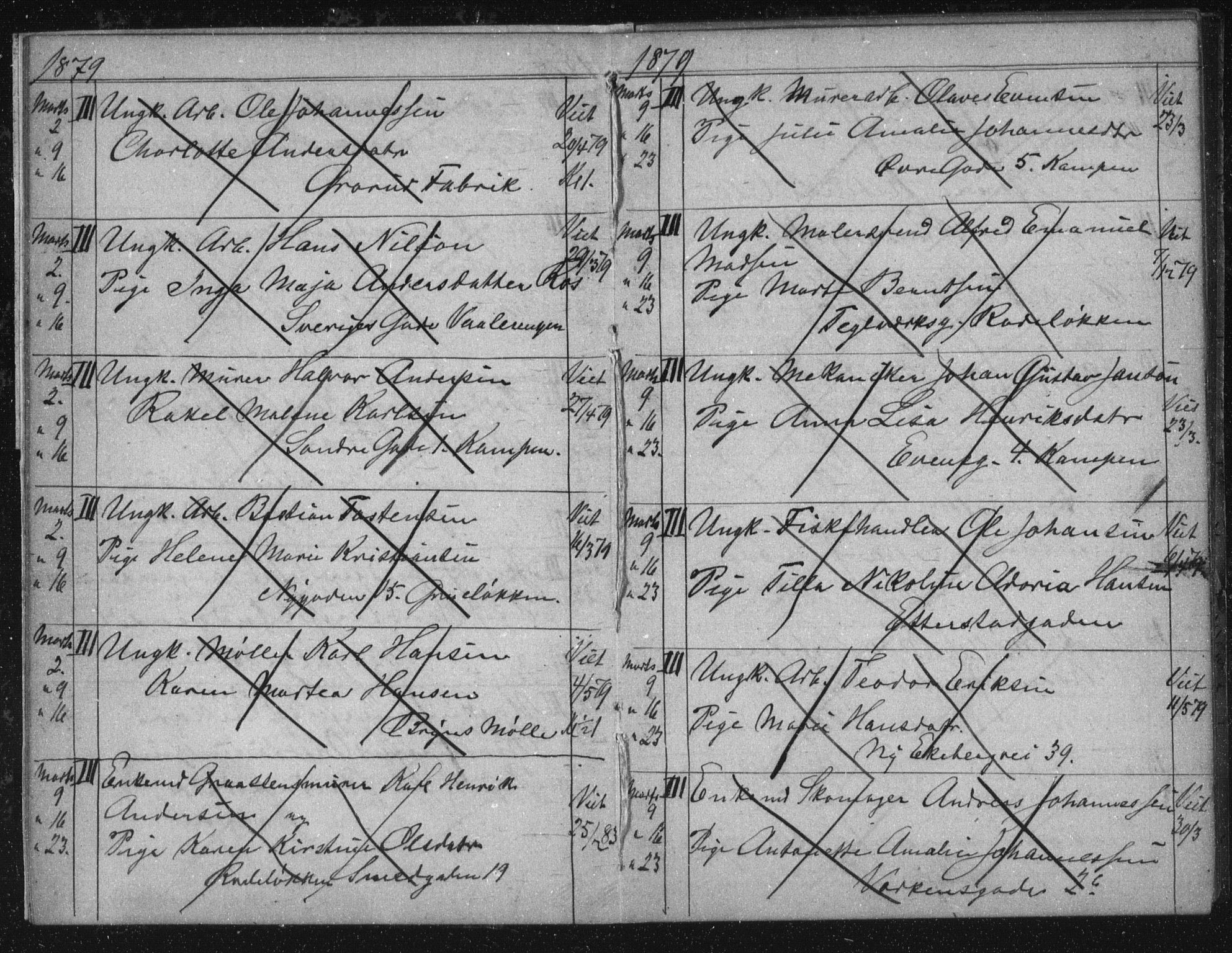 Østre Aker prestekontor Kirkebøker, AV/SAO-A-10840/H/Ha/L0005: Banns register no. I 5, 1879-1899