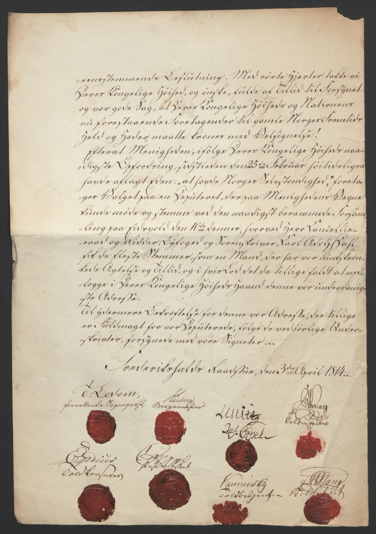 Statsrådssekretariatet, RA/S-1001/D/Db/L0007: Fullmakter for Eidsvollsrepresentantene i 1814. , 1814, p. 14
