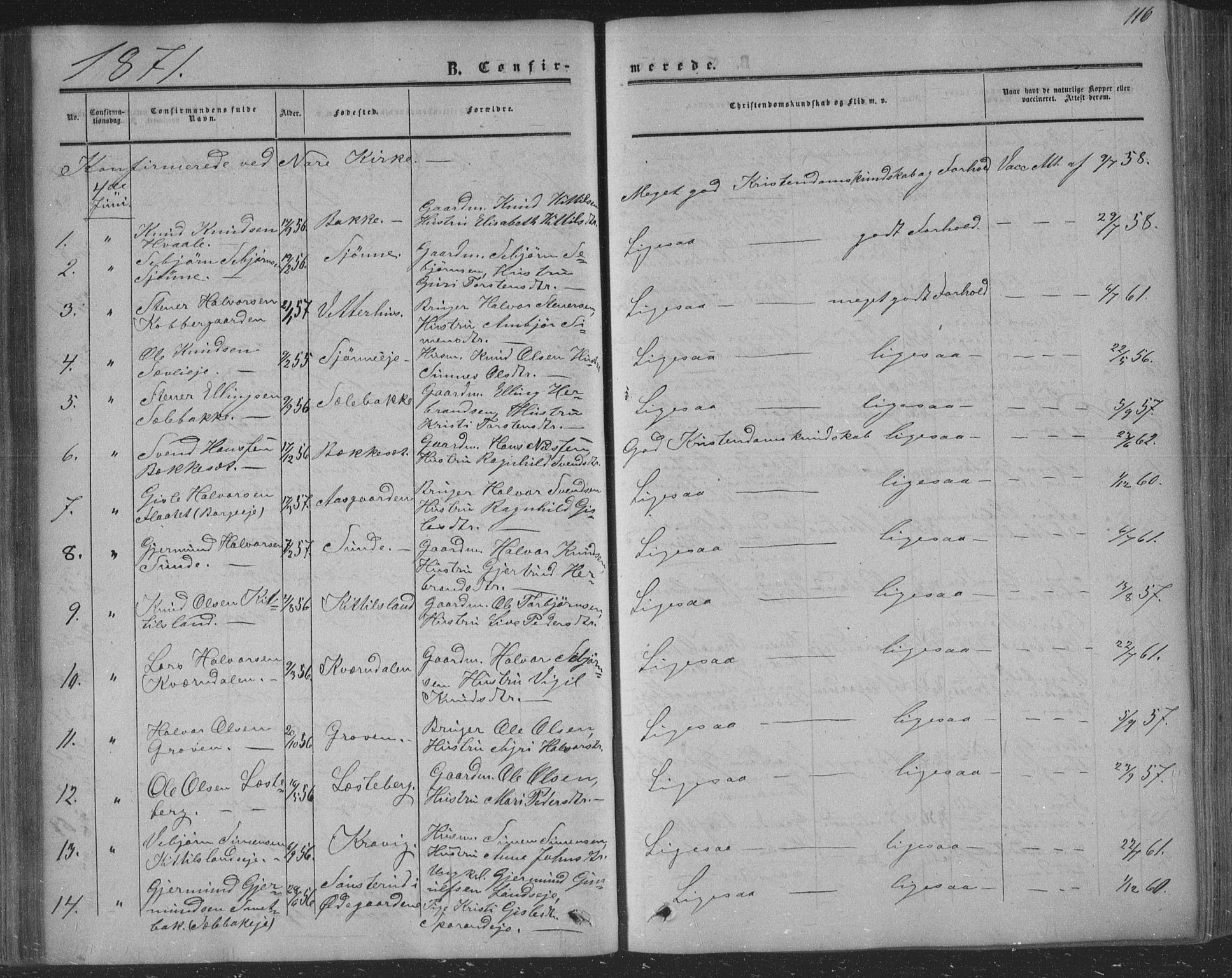 Nore kirkebøker, SAKO/A-238/F/Fa/L0002: Parish register (official) no. I 2, 1856-1871, p. 116