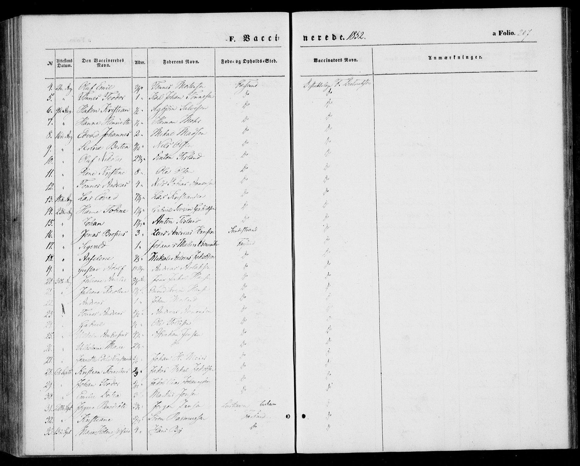 Farsund sokneprestkontor, AV/SAK-1111-0009/F/Fa/L0004: Parish register (official) no. A 4, 1847-1863, p. 207