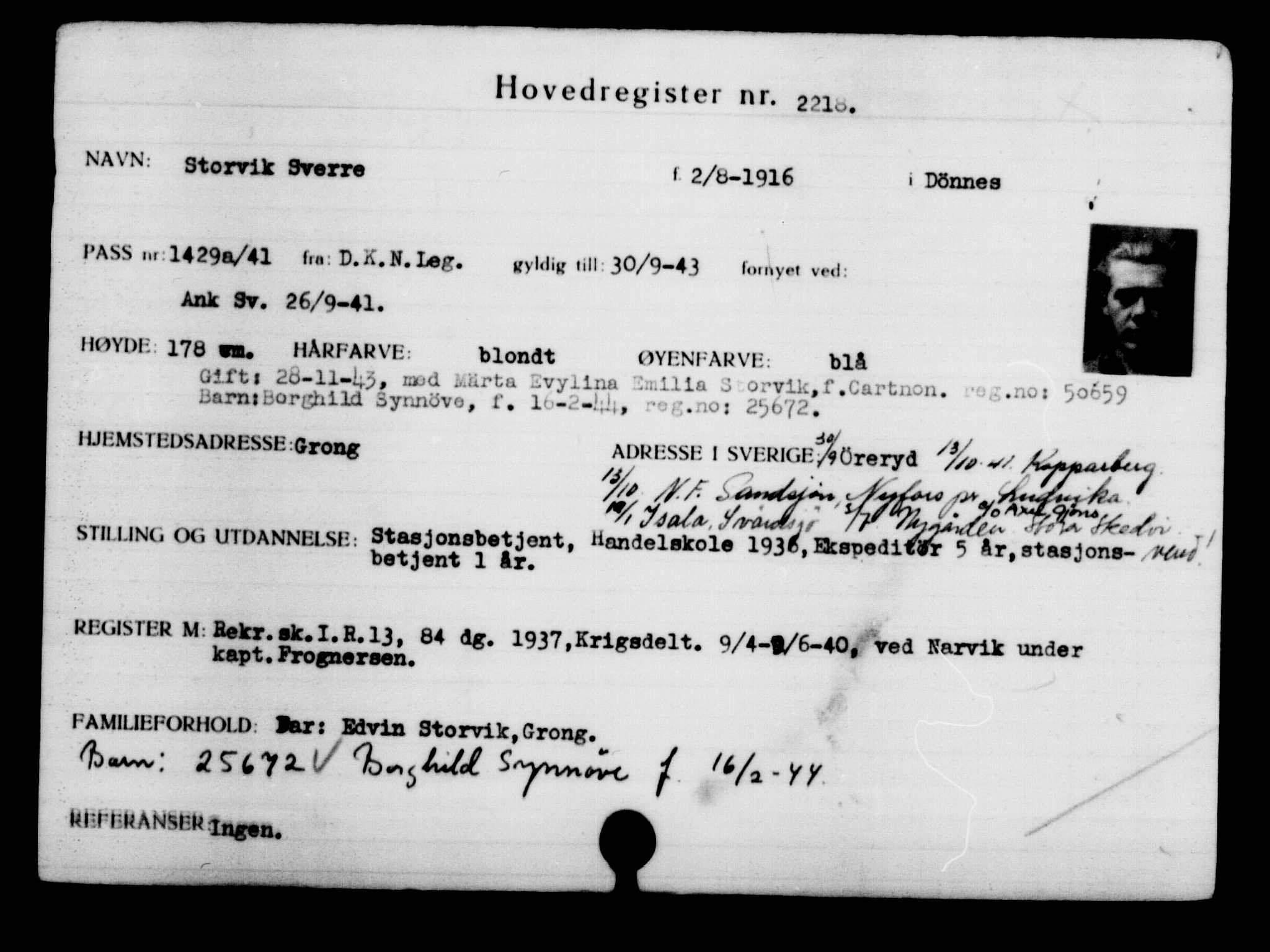 Utenriksstasjonene, Legasjonen i Stockholm, Flyktningkontoret, AV/RA-S-6753/V/Va/L0003: Kjesäterkartoteket, flyktninger med registreringsnr. 2001-3495, 1940-1945, p. 305
