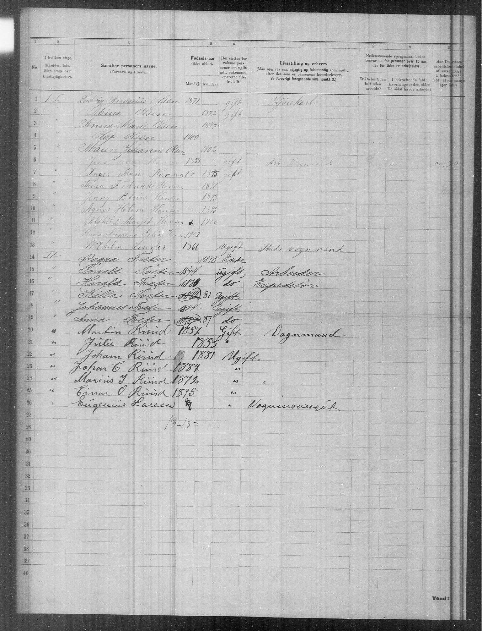 OBA, Municipal Census 1902 for Kristiania, 1902, p. 19536