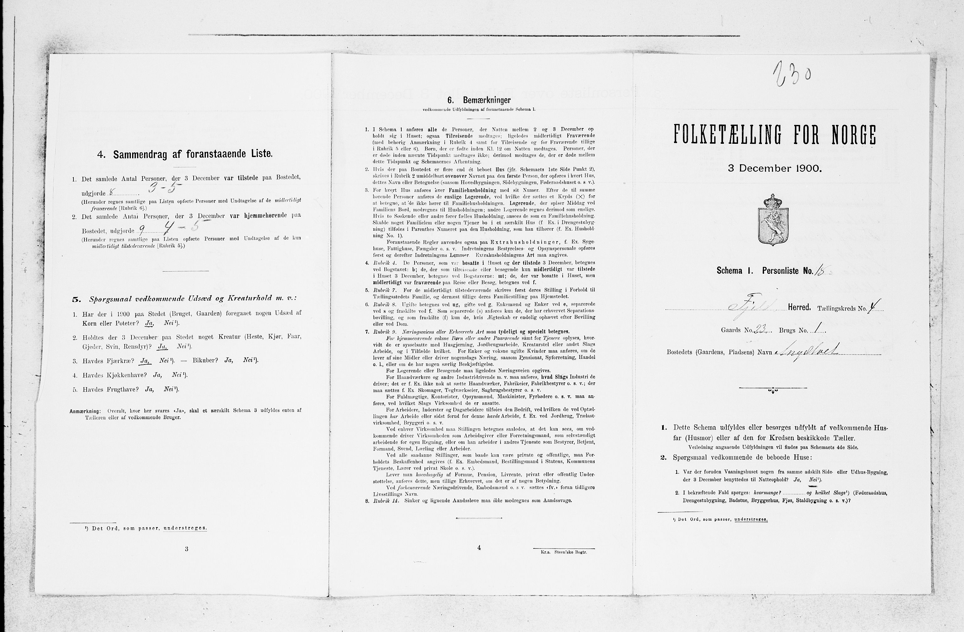 SAB, 1900 census for Fjell, 1900, p. 472