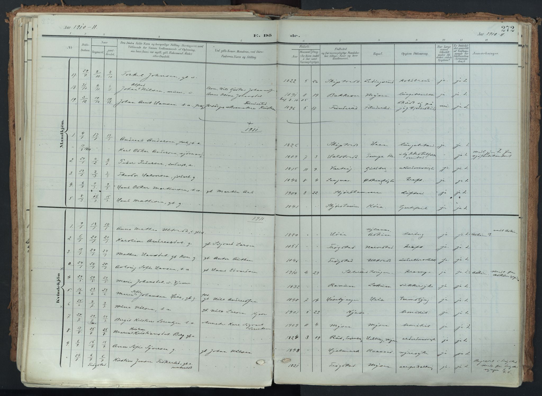 Eidsberg prestekontor Kirkebøker, AV/SAO-A-10905/F/Fa/L0014: Parish register (official) no. I 14, 1902-1919, p. 272