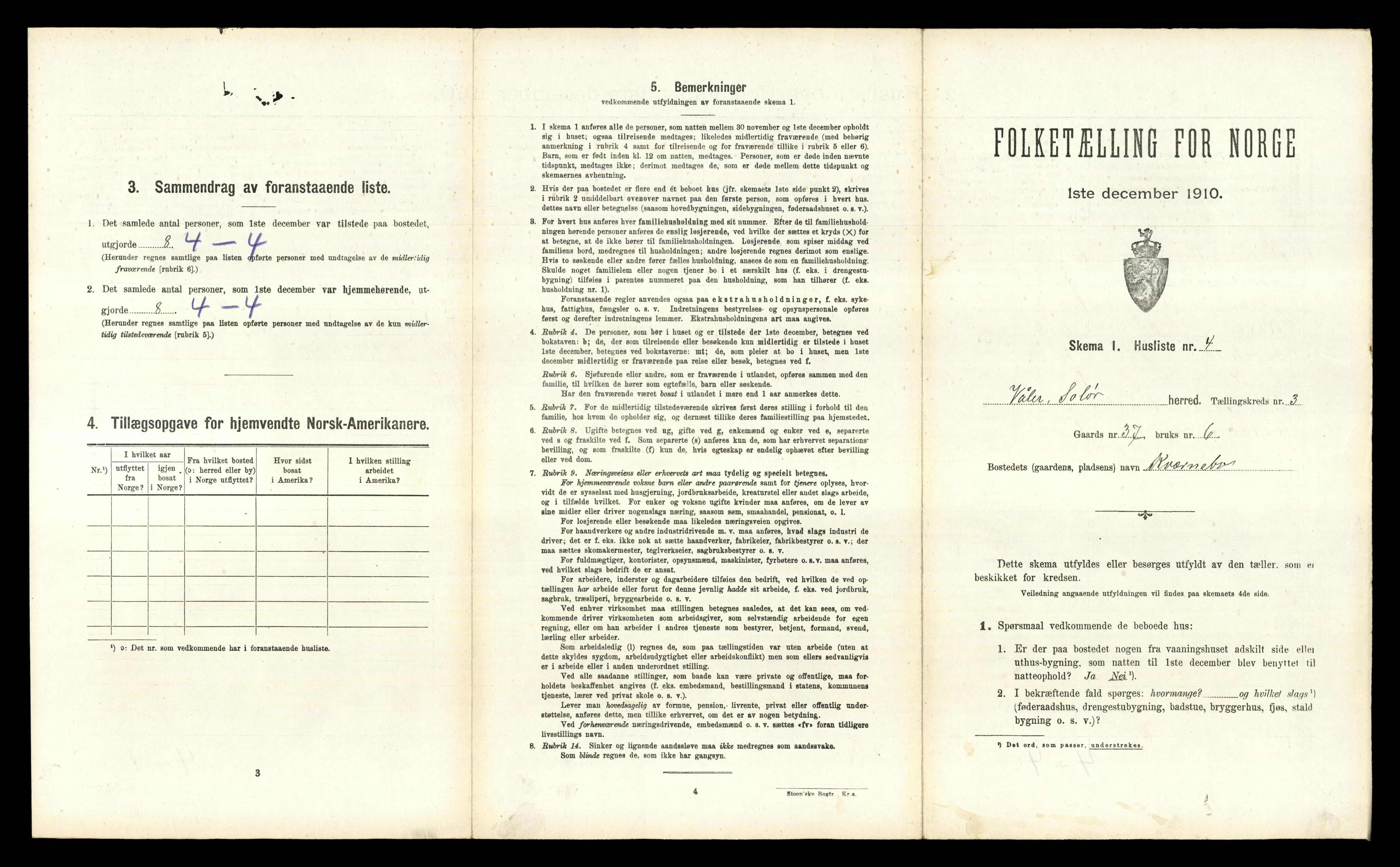 RA, 1910 census for Våler, 1910, p. 321