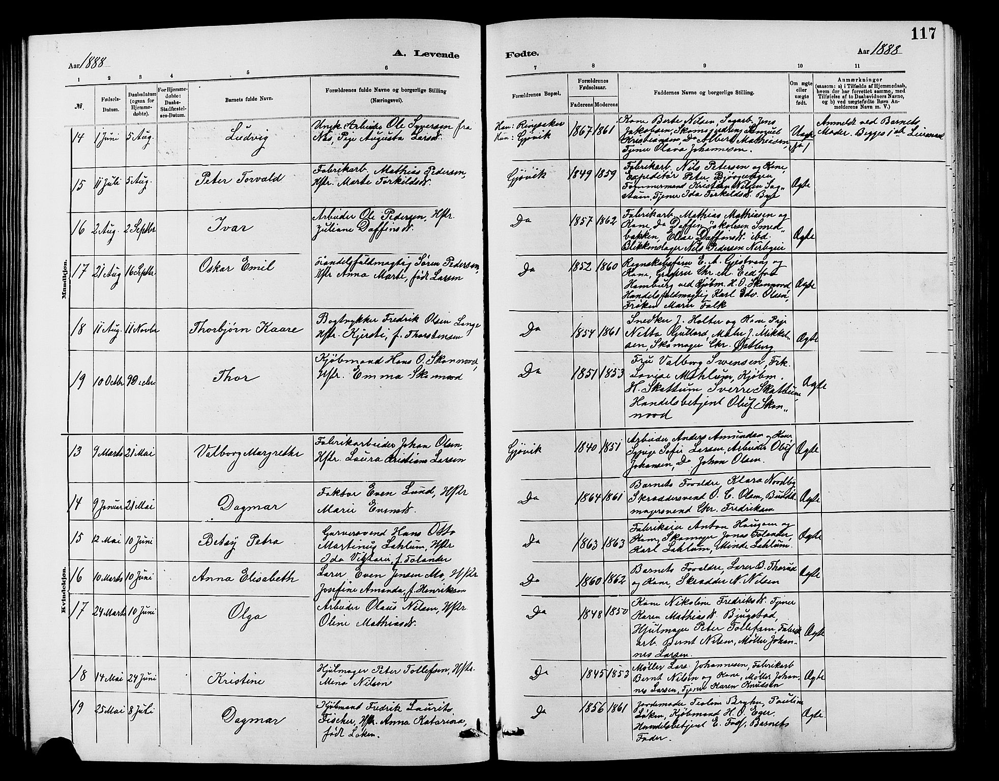 Vardal prestekontor, SAH/PREST-100/H/Ha/Hab/L0007: Parish register (copy) no. 7 /2, 1881-1895, p. 117