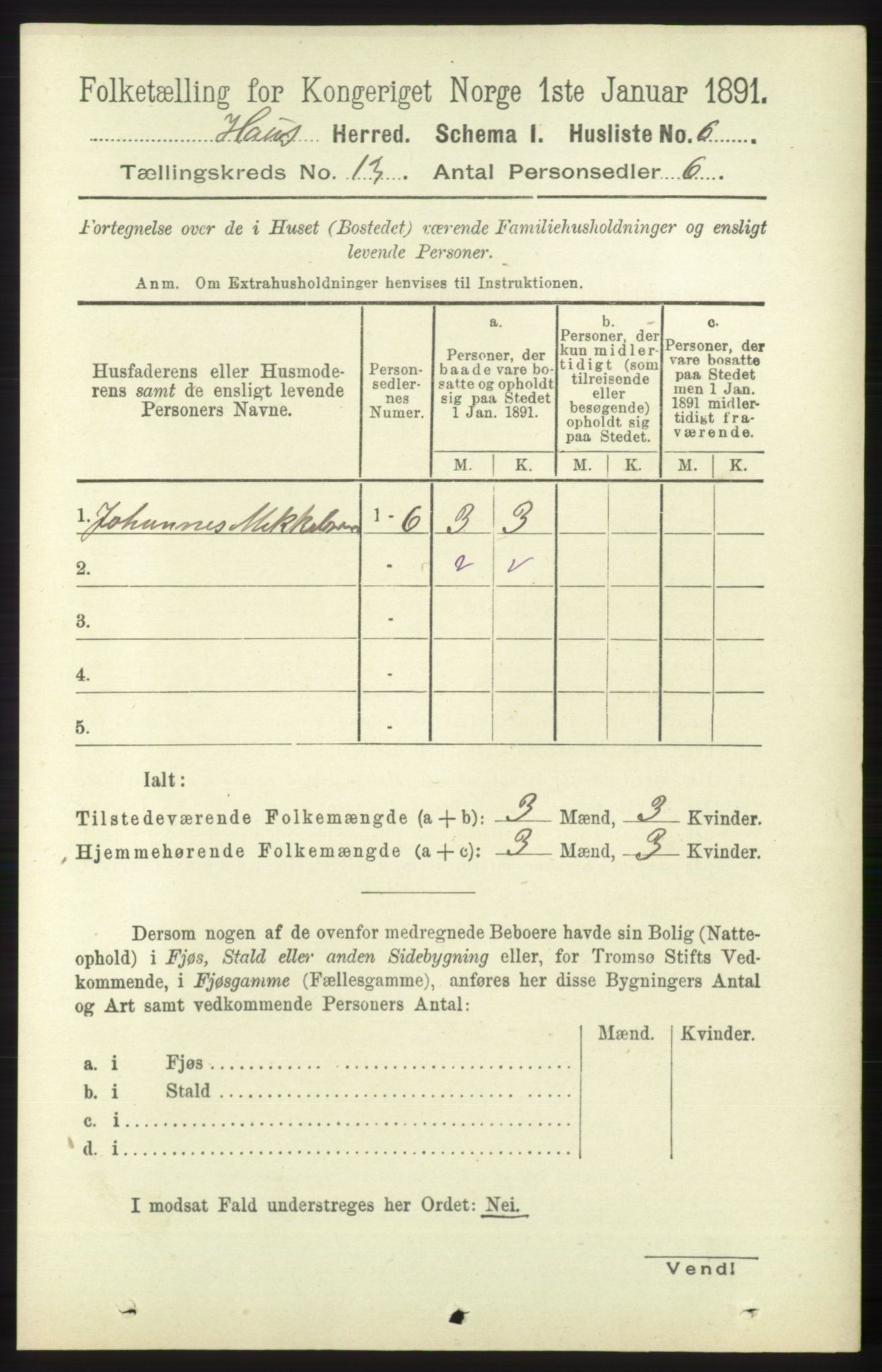 RA, 1891 census for 1250 Haus, 1891, p. 5526