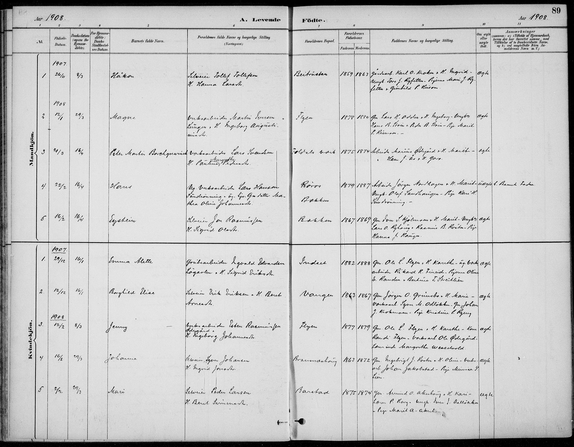 Alvdal prestekontor, AV/SAH-PREST-060/H/Ha/Haa/L0003: Parish register (official) no. 3, 1886-1912, p. 89