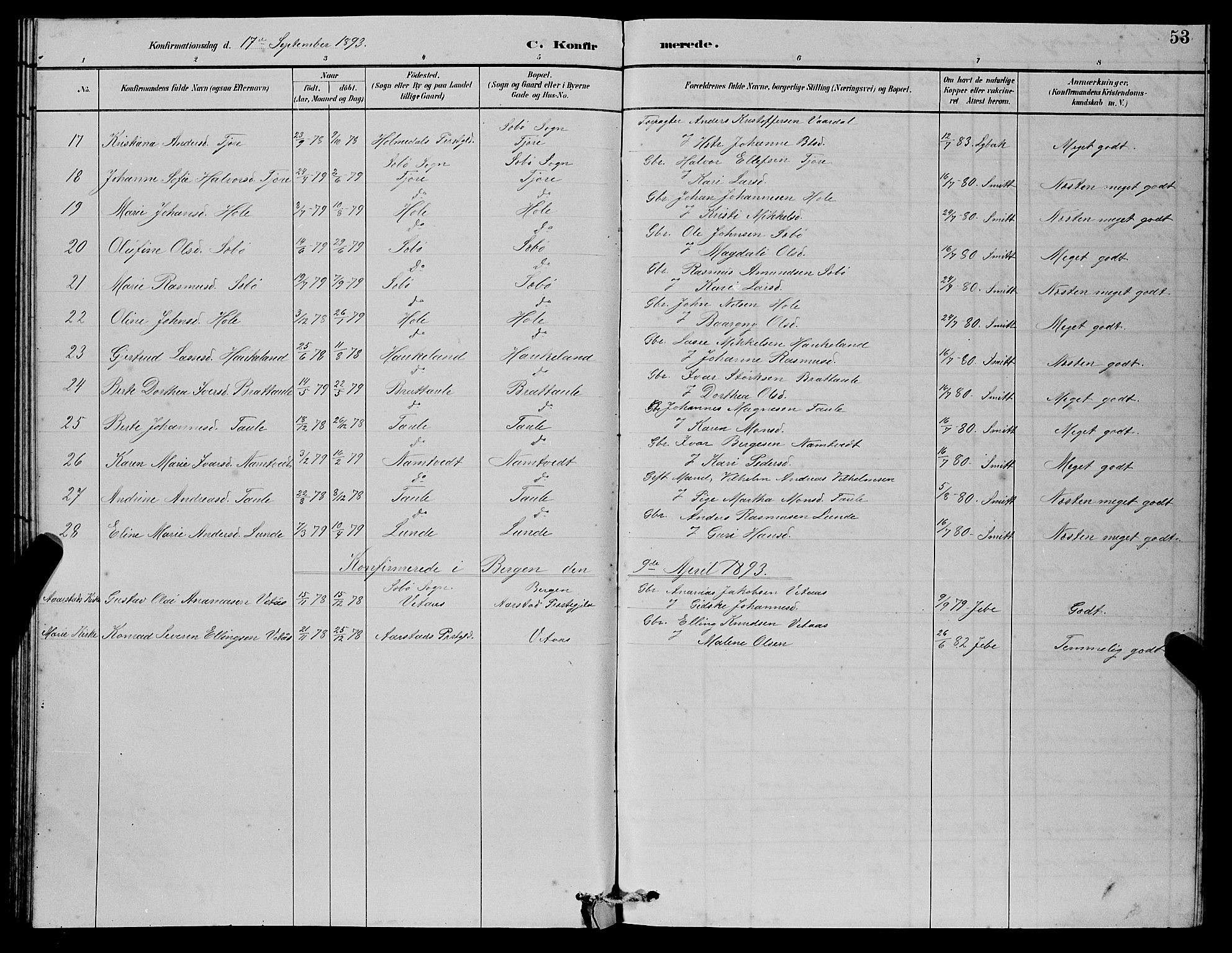 Manger sokneprestembete, AV/SAB-A-76801/H/Haa: Parish register (official) no. D 2, 1894-1908, p. 53