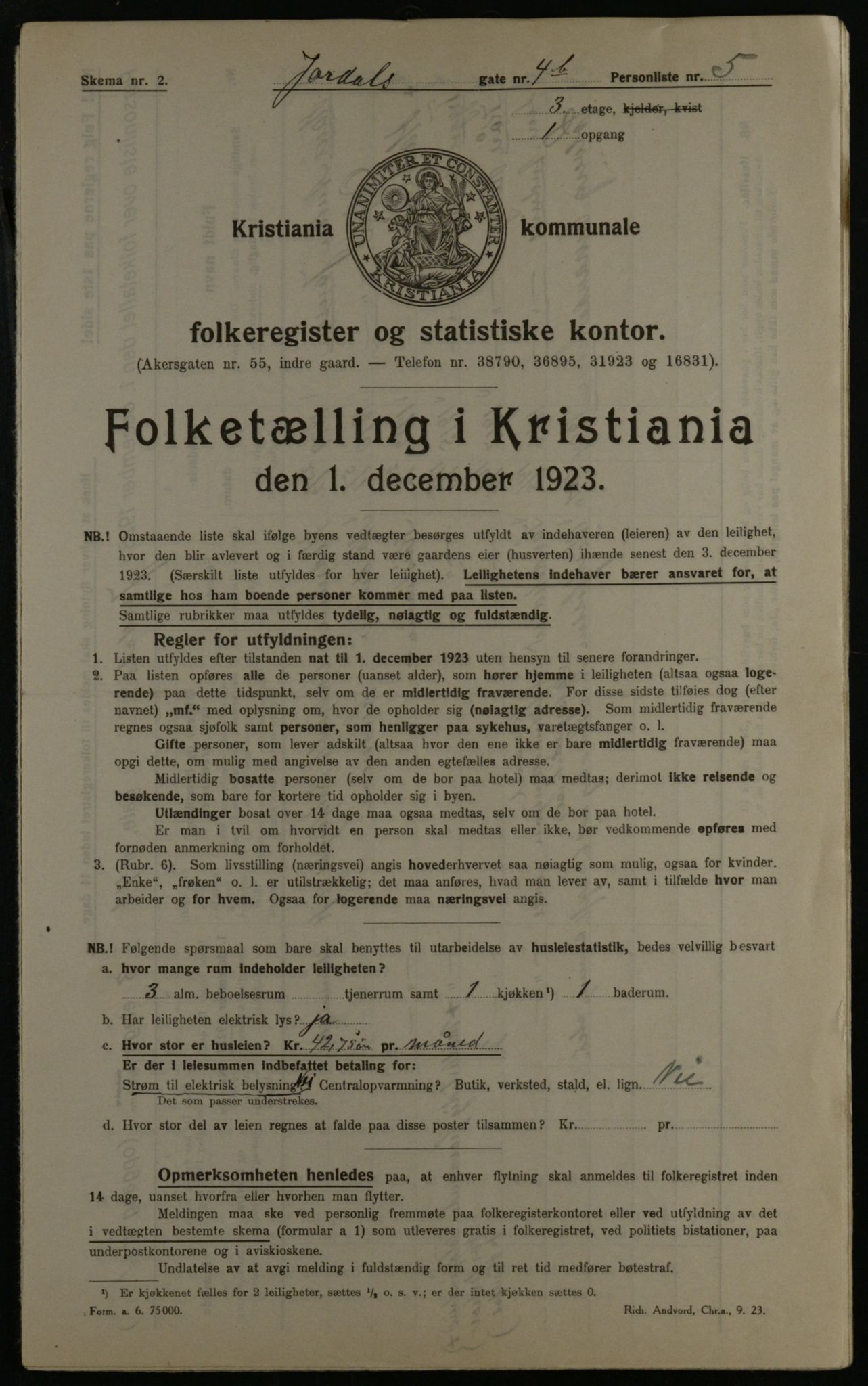 OBA, Municipal Census 1923 for Kristiania, 1923, p. 53100