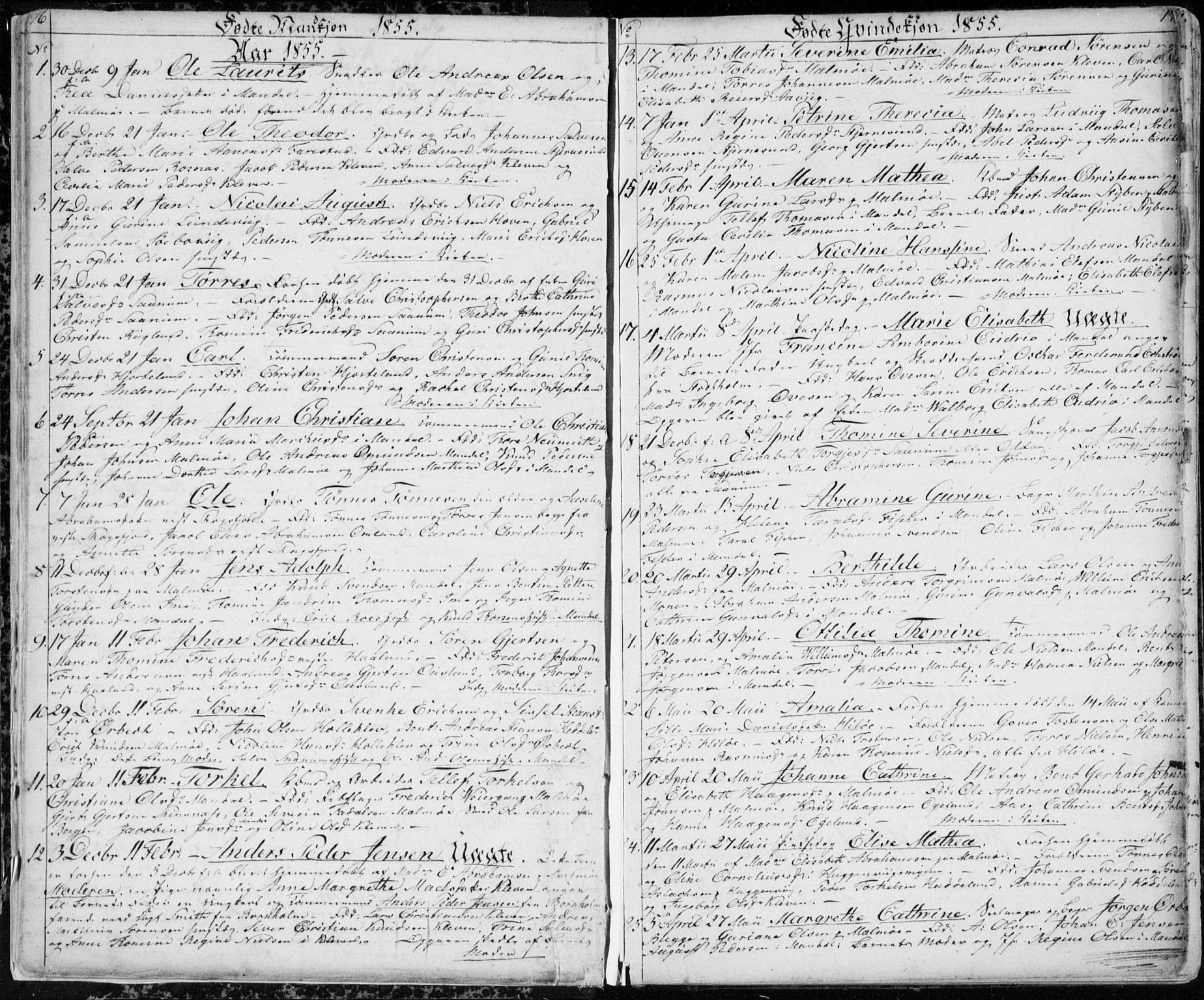 Mandal sokneprestkontor, AV/SAK-1111-0030/F/Fb/Fba/L0008: Parish register (copy) no. B 2, 1854-1868, p. 16-17