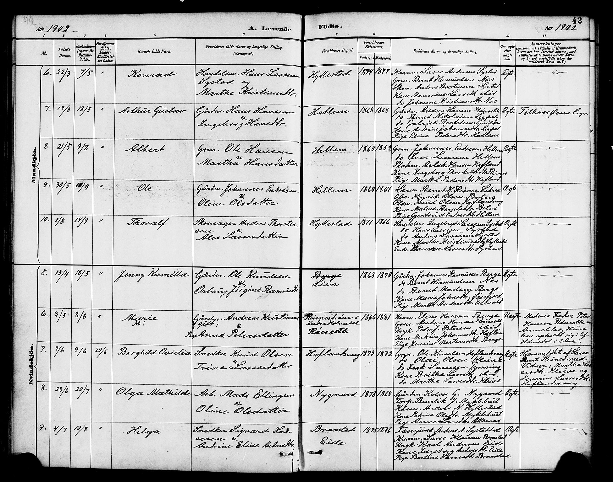 Hyllestad sokneprestembete, SAB/A-80401: Parish register (official) no. B 1, 1886-1904, p. 42