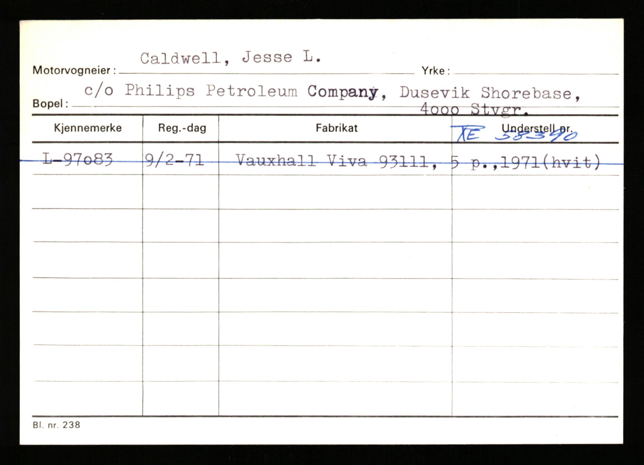 Stavanger trafikkstasjon, SAST/A-101942/0/H/L0005: Bue - Dahlstrøm, 1930-1971, p. 2105