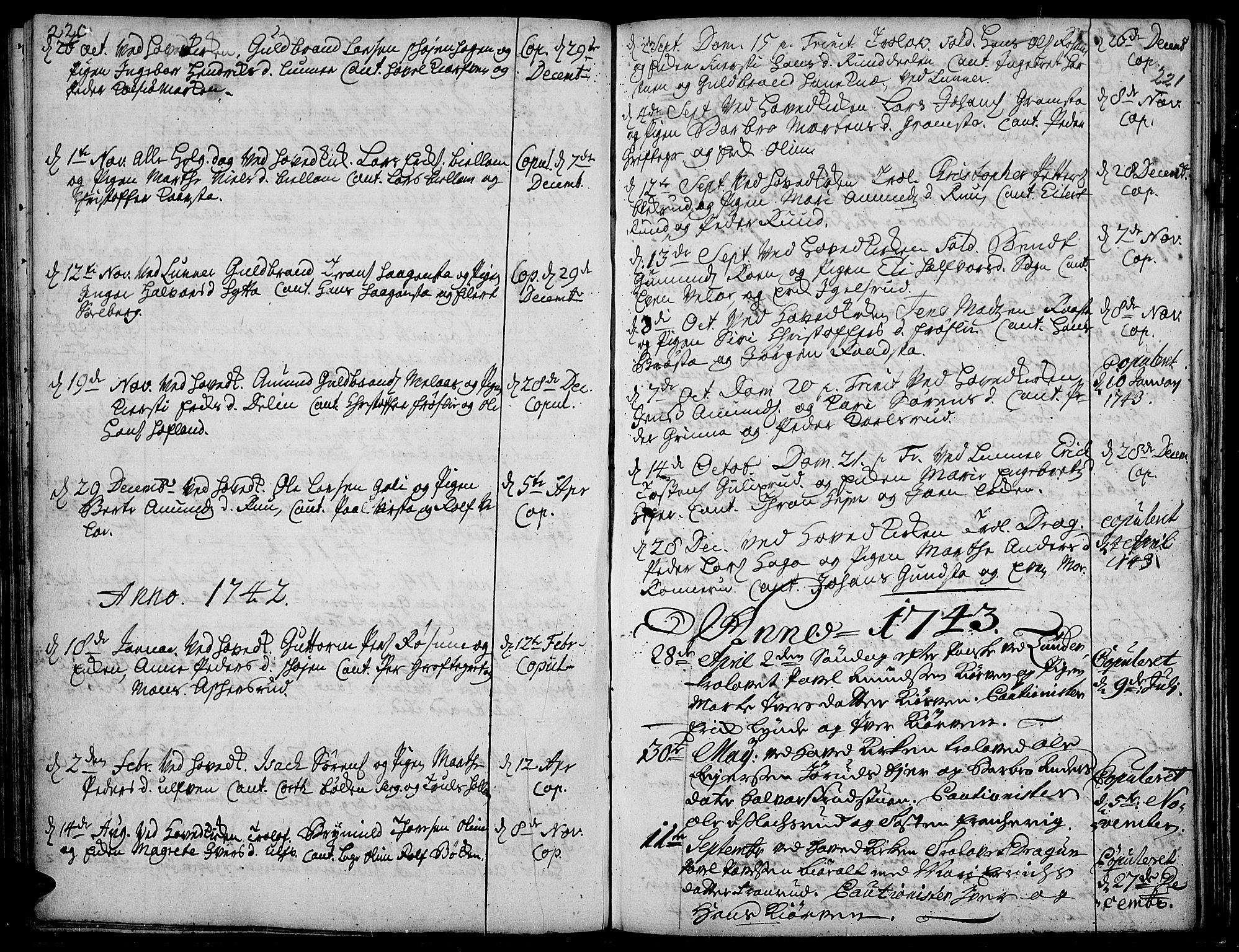 Jevnaker prestekontor, SAH/PREST-116/H/Ha/Haa/L0002: Parish register (official) no. 2, 1725-1751, p. 220-221