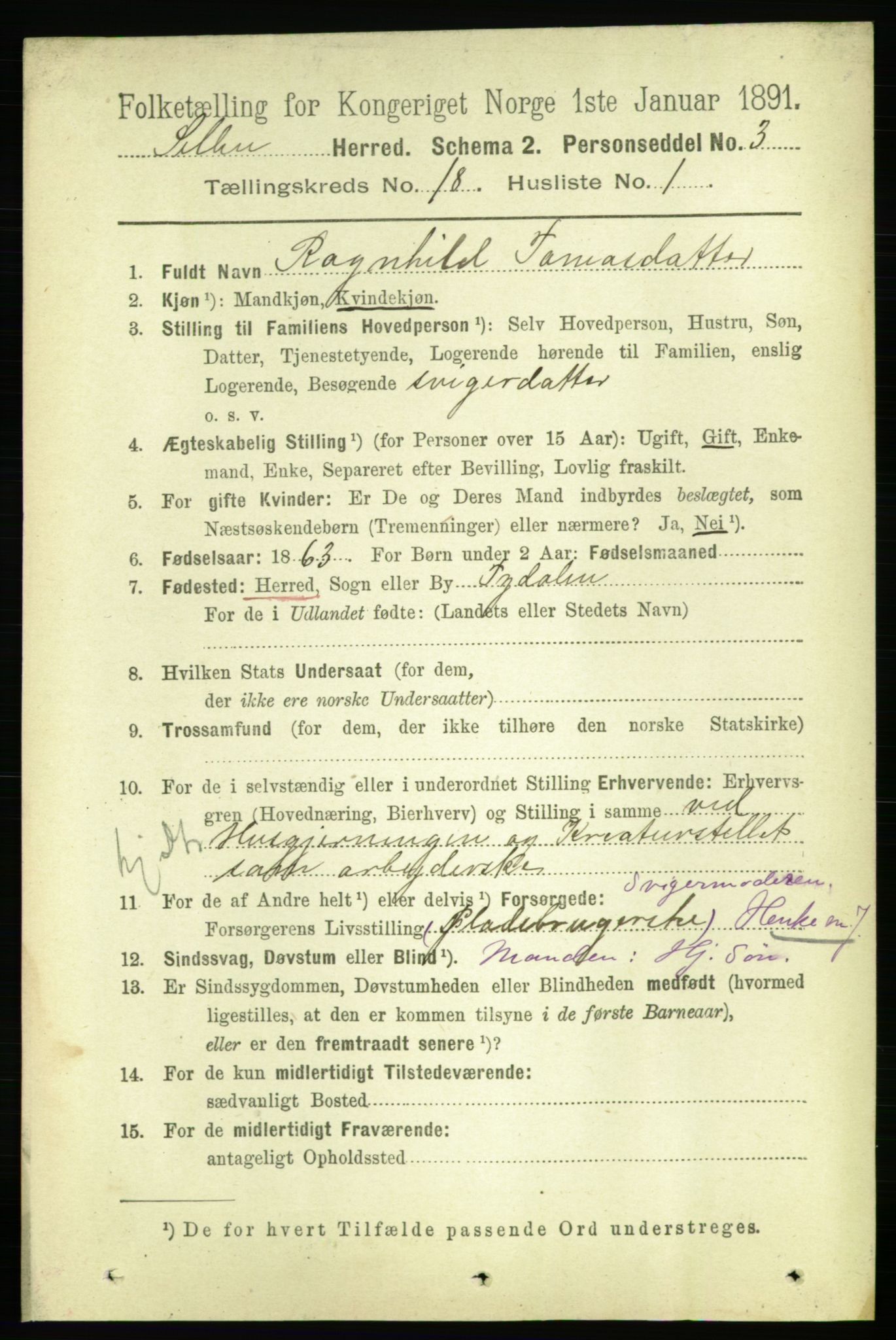 RA, 1891 census for 1664 Selbu, 1891, p. 6470