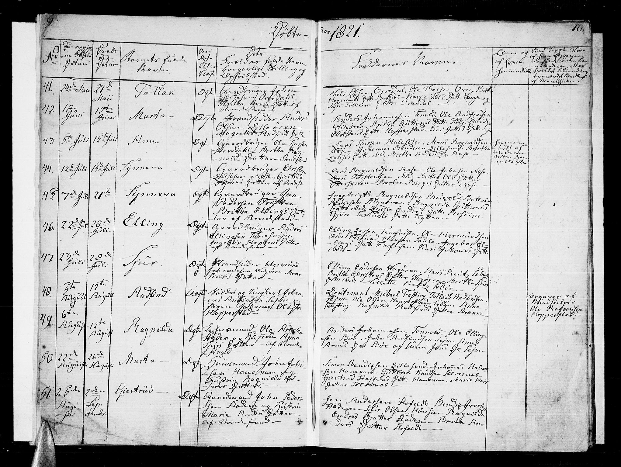 Vik sokneprestembete, AV/SAB-A-81501/H/Haa/Haaa/L0006: Parish register (official) no. A 6, 1821-1831, p. 9-10