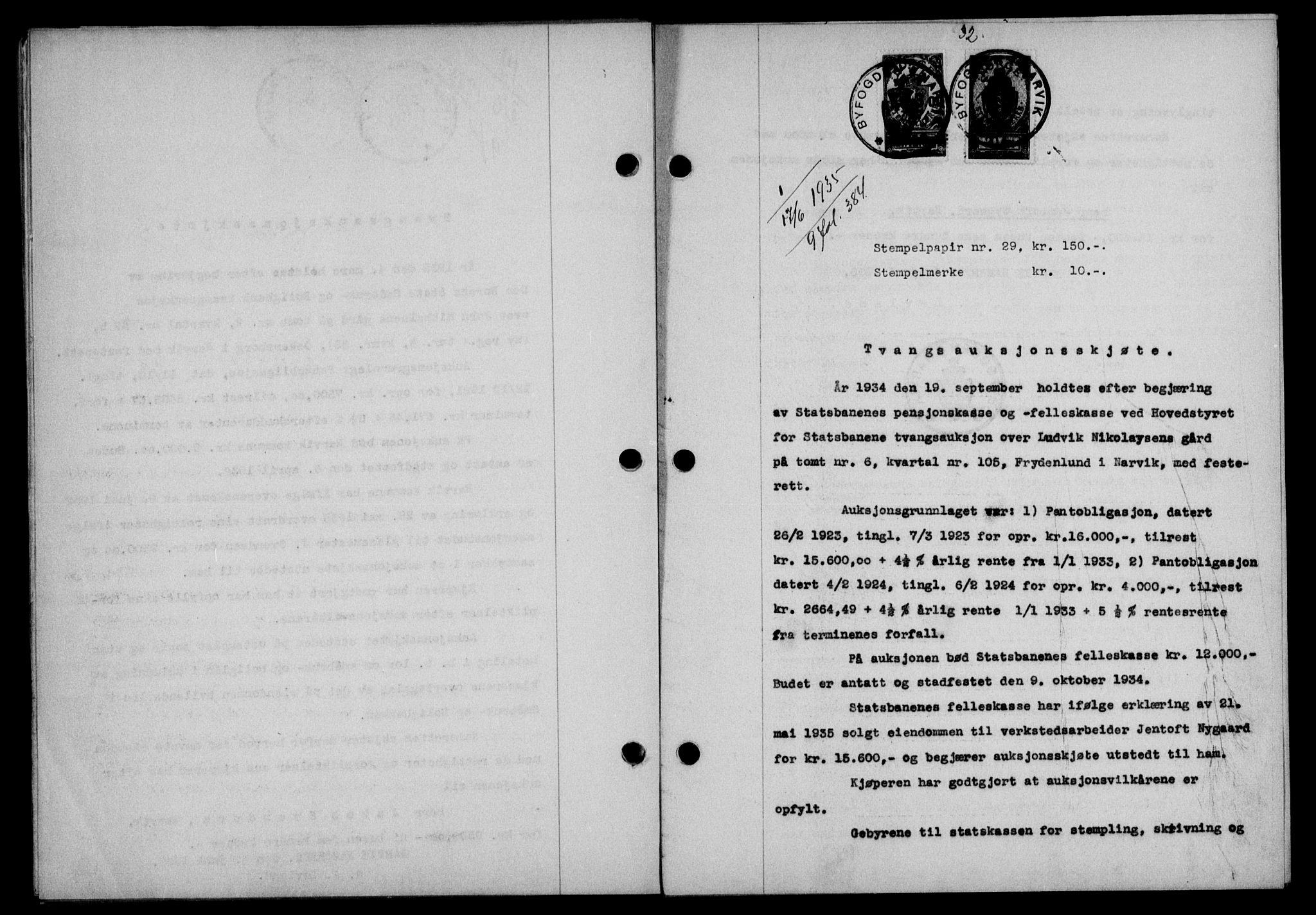 Narvik sorenskriveri, SAT/A-0002/1/2/2C/2Ca/L0011: Mortgage book no. 14, 1935-1937, Deed date: 17.06.1935