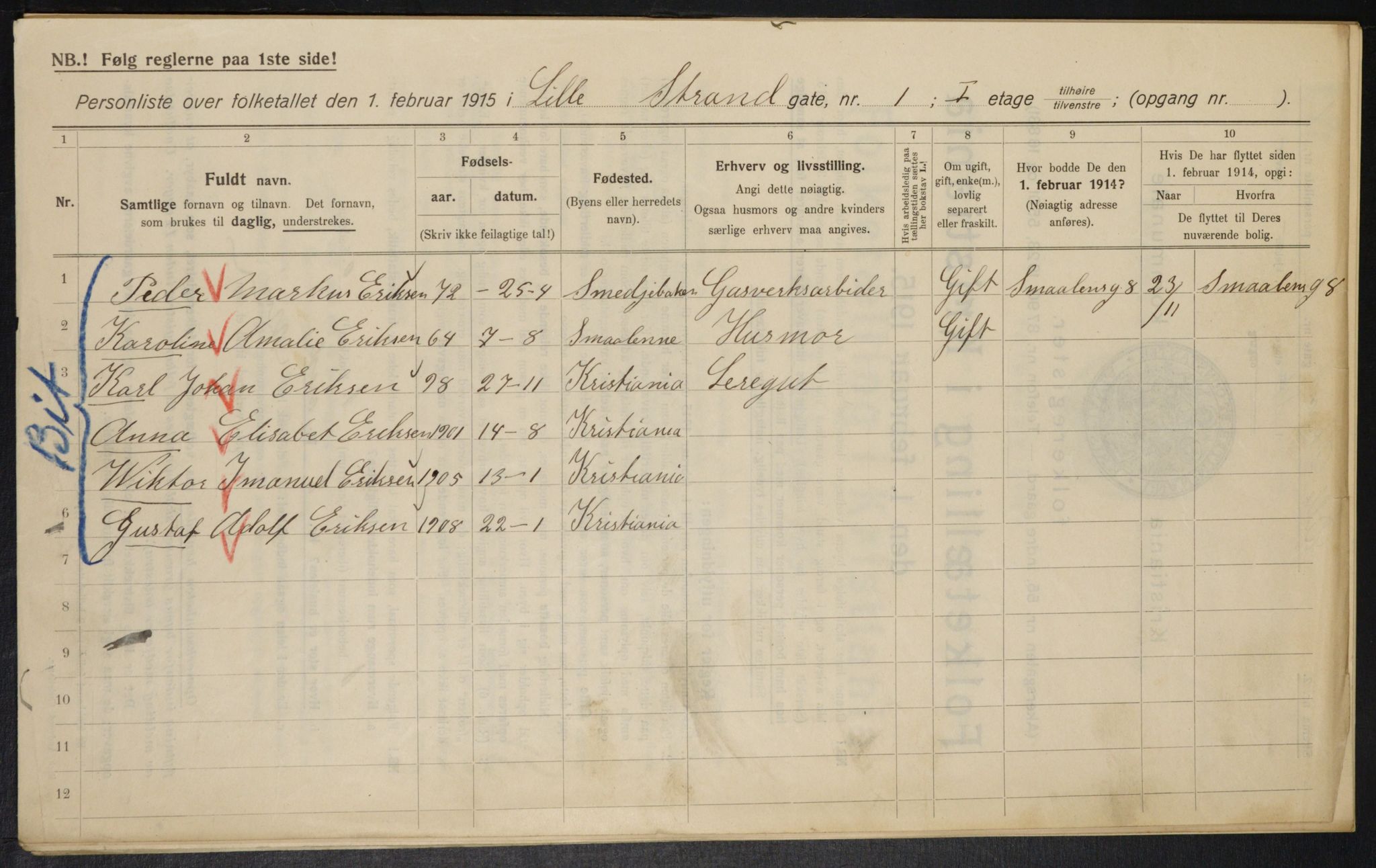 OBA, Municipal Census 1915 for Kristiania, 1915, p. 57073