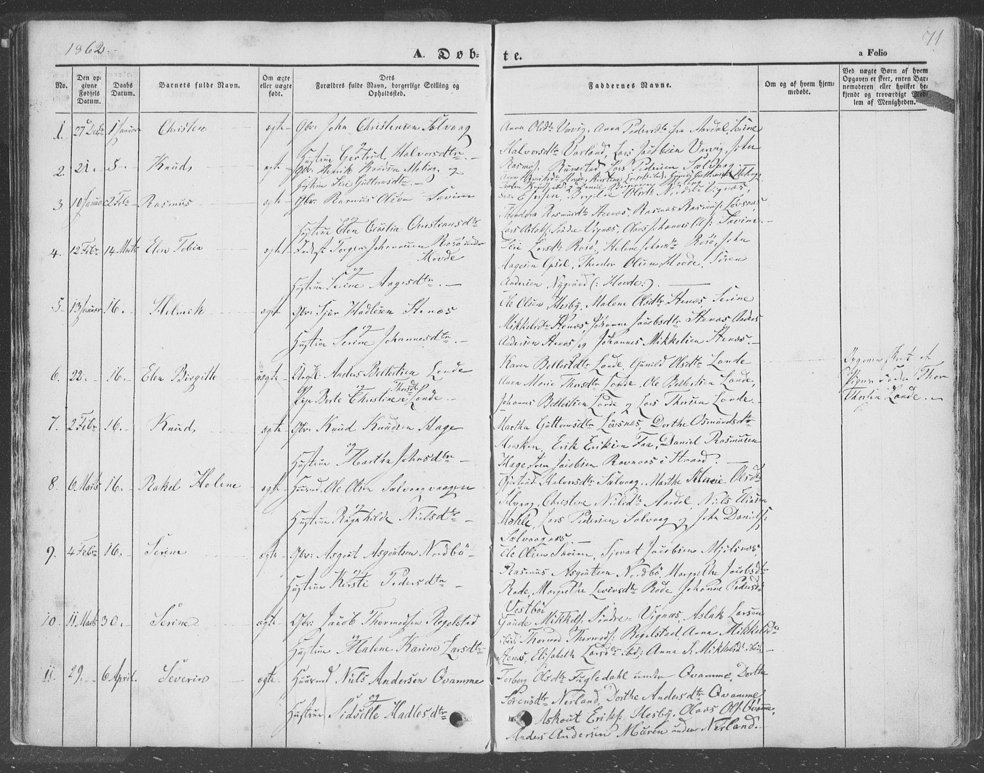 Finnøy sokneprestkontor, SAST/A-101825/H/Ha/Haa/L0007: Parish register (official) no. A 7, 1847-1862, p. 71