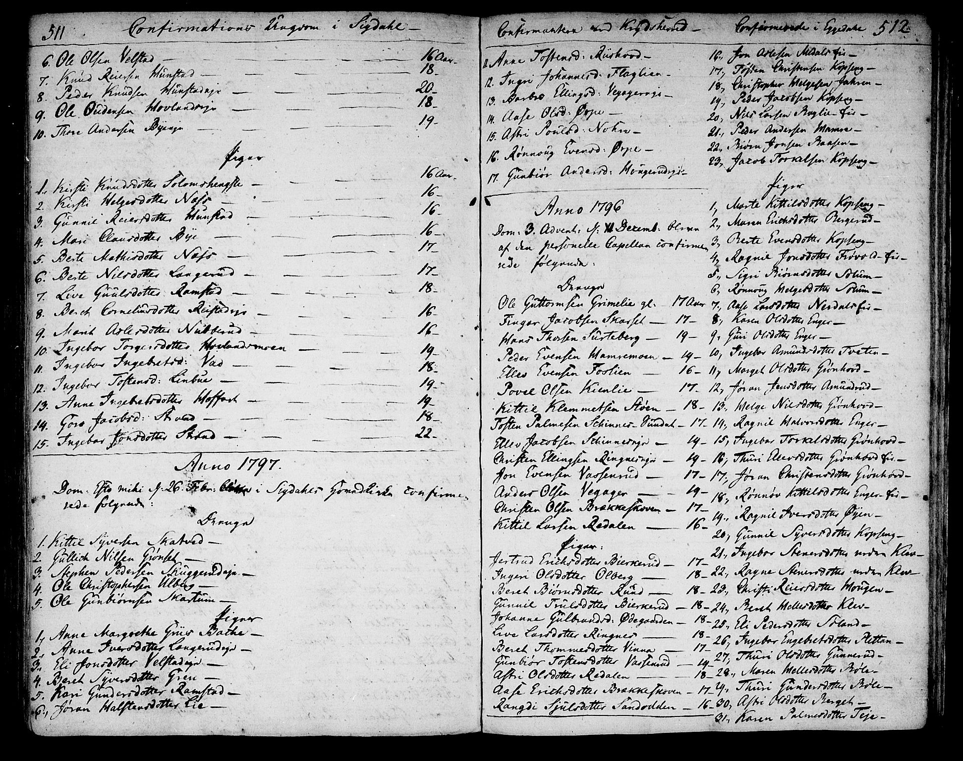 Sigdal kirkebøker, AV/SAKO-A-245/F/Fa/L0003: Parish register (official) no. I 3, 1793-1811, p. 511-512