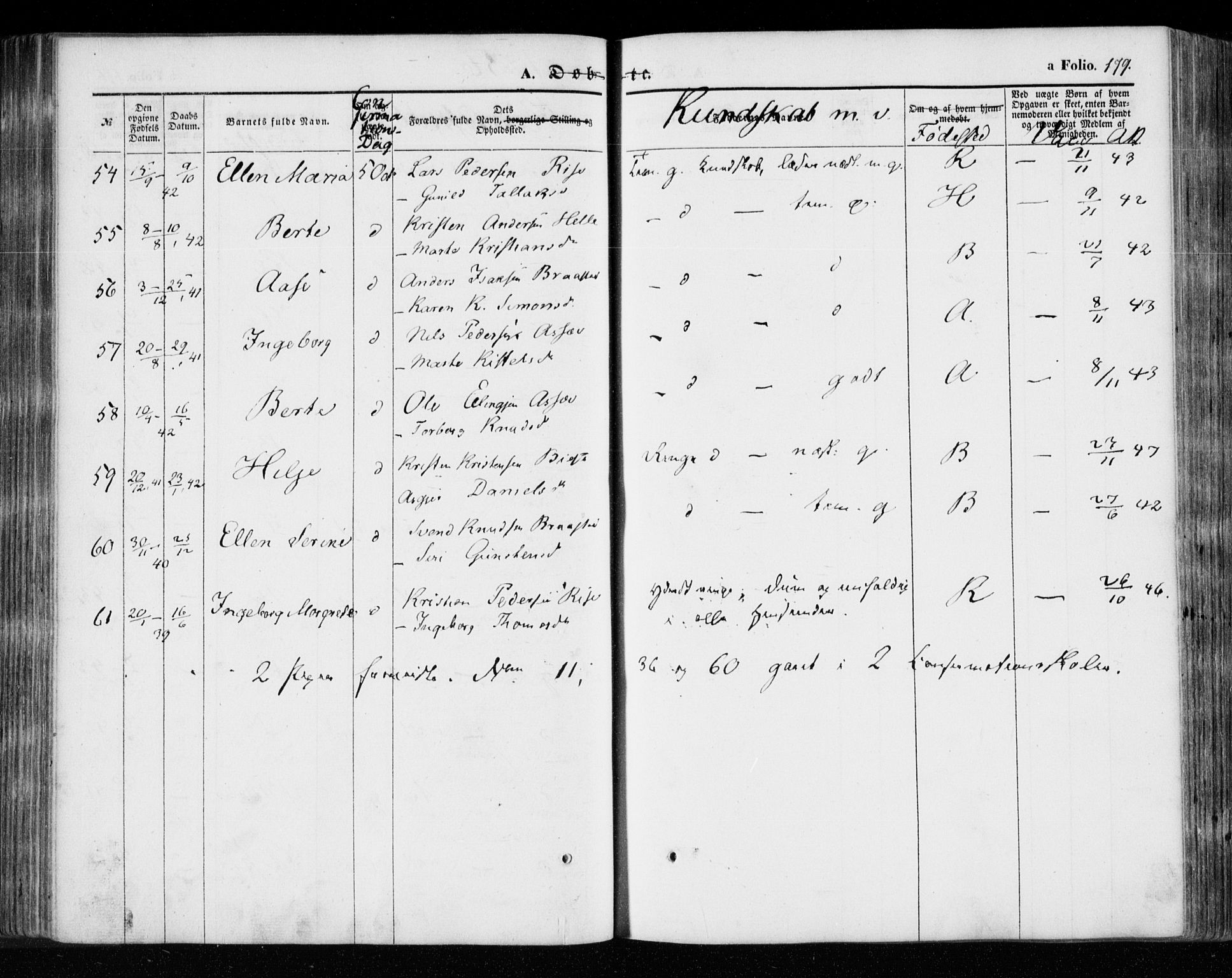 Øyestad sokneprestkontor, AV/SAK-1111-0049/F/Fa/L0014: Parish register (official) no. A 14, 1843-1856, p. 179