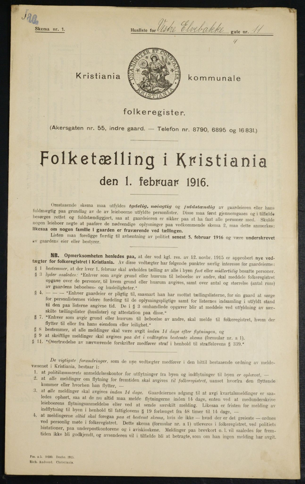 OBA, Municipal Census 1916 for Kristiania, 1916, p. 126216