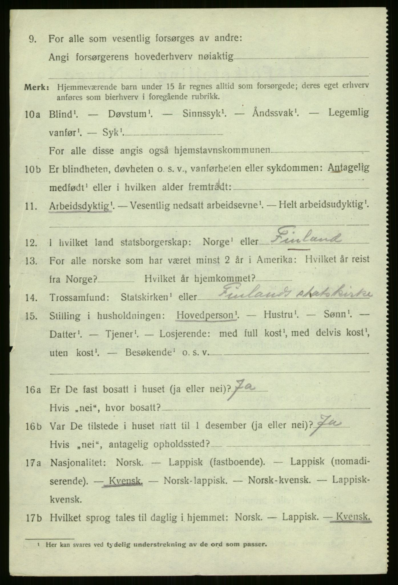 SATØ, 1920 census for Kvænangen, 1920, p. 3633