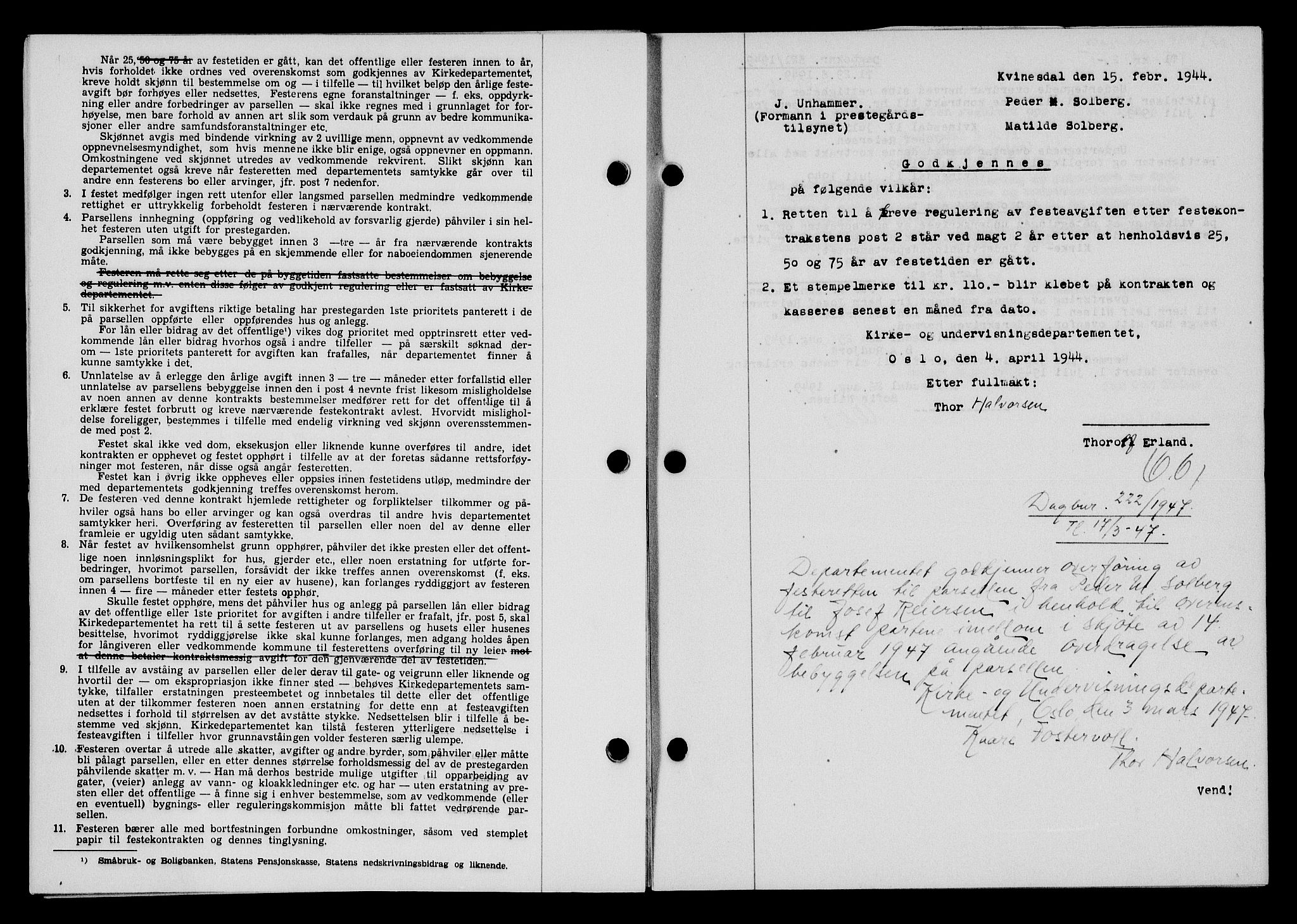 Flekkefjord sorenskriveri, SAK/1221-0001/G/Gb/Gba/L0059: Mortgage book no. A-7, 1944-1945, Diary no: : 303/1944
