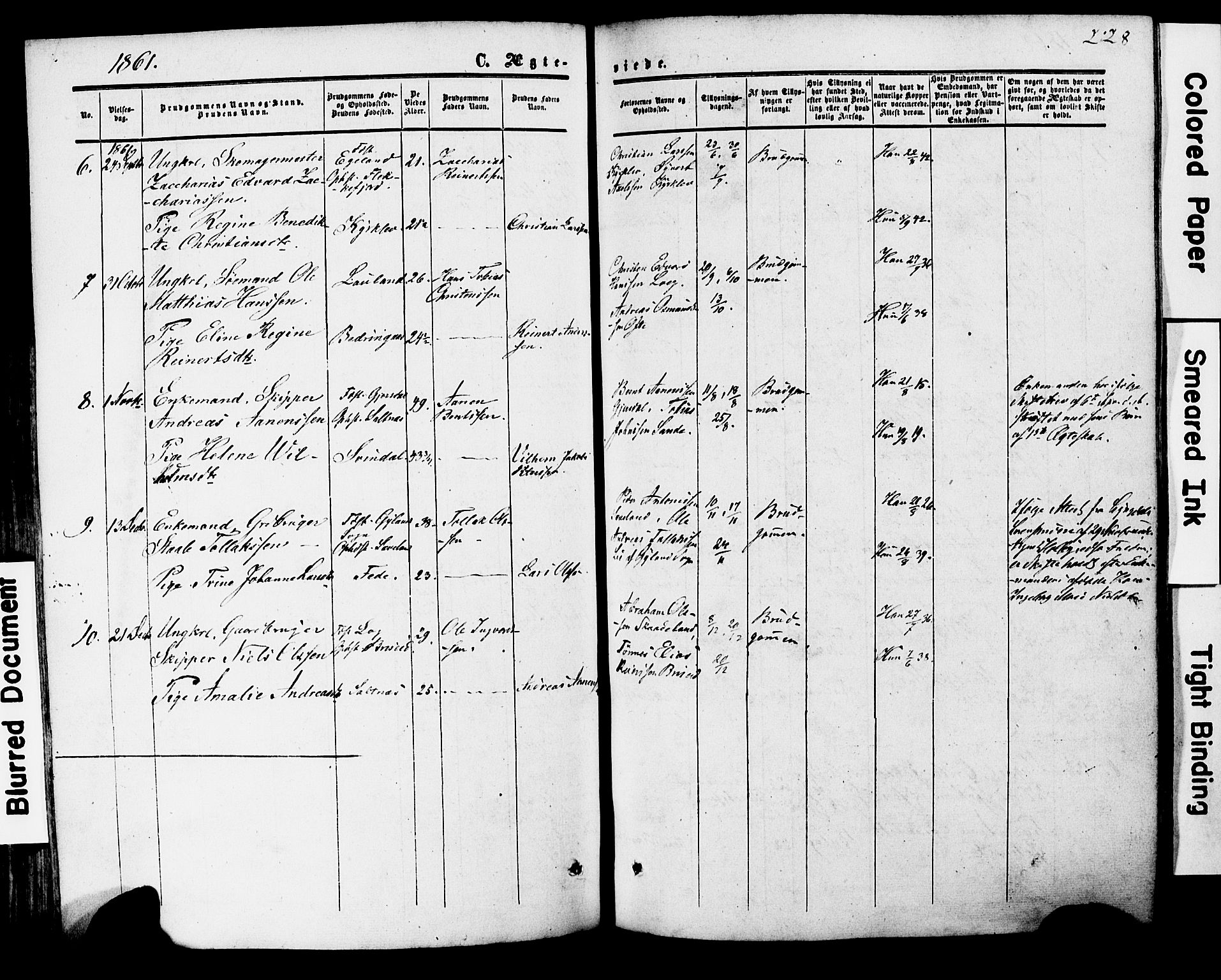 Herad sokneprestkontor, AV/SAK-1111-0018/F/Fa/Faa/L0005: Parish register (official) no. A 5, 1853-1886, p. 228