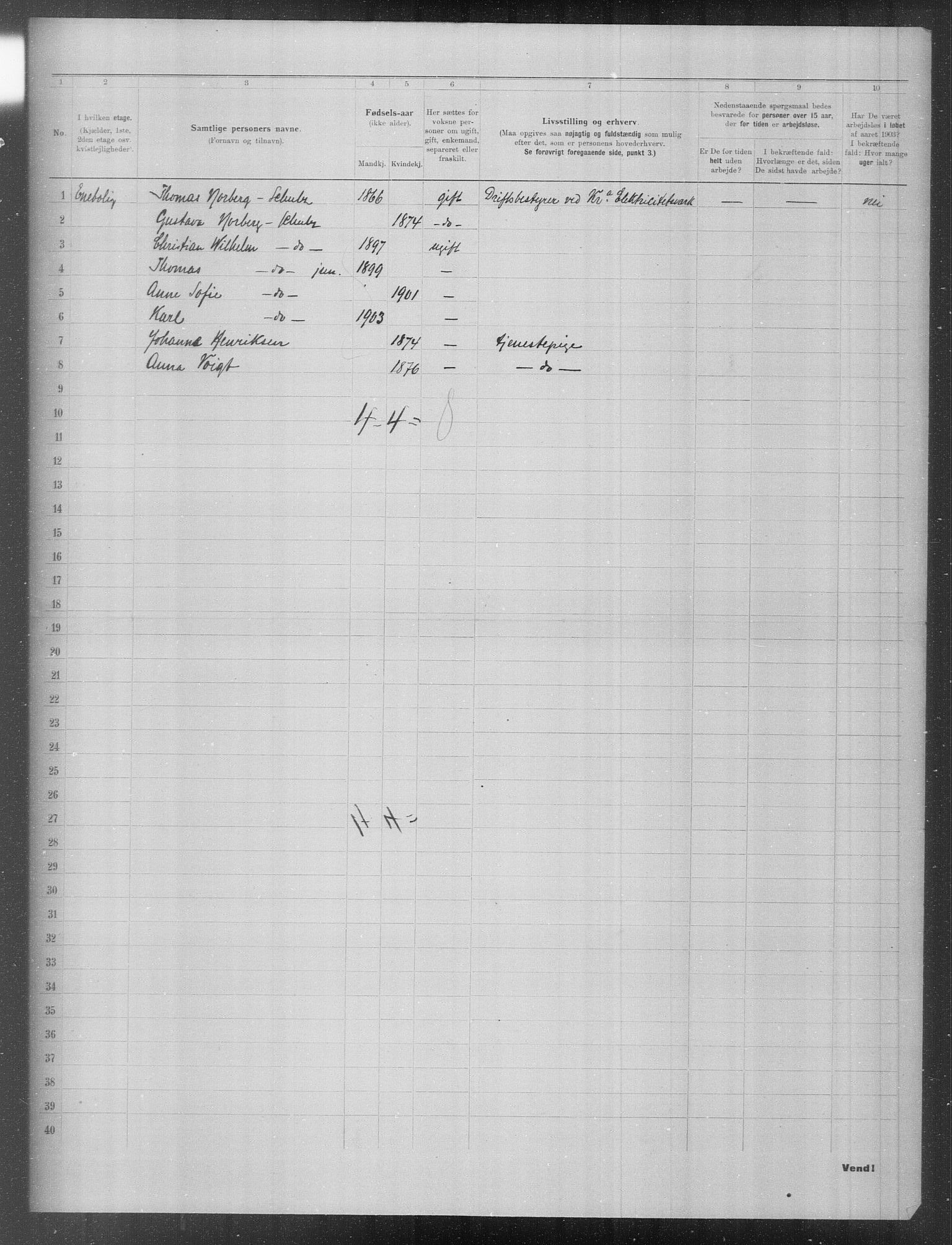 OBA, Municipal Census 1903 for Kristiania, 1903, p. 14307