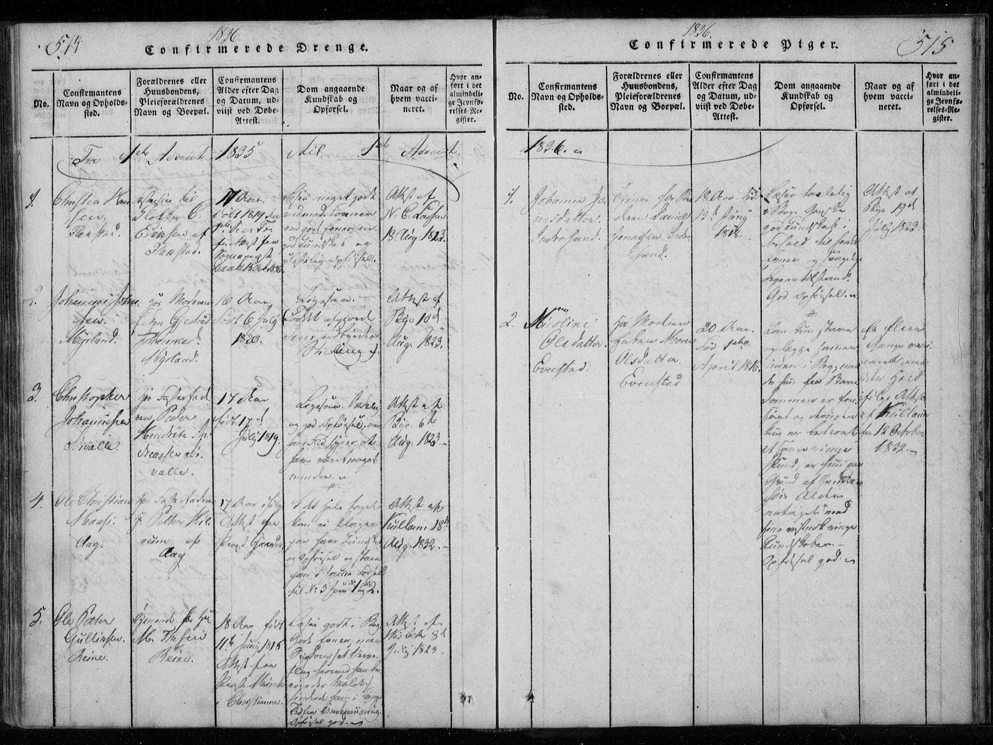 Ministerialprotokoller, klokkerbøker og fødselsregistre - Nordland, AV/SAT-A-1459/885/L1201: Parish register (official) no. 885A02, 1820-1837, p. 514-515