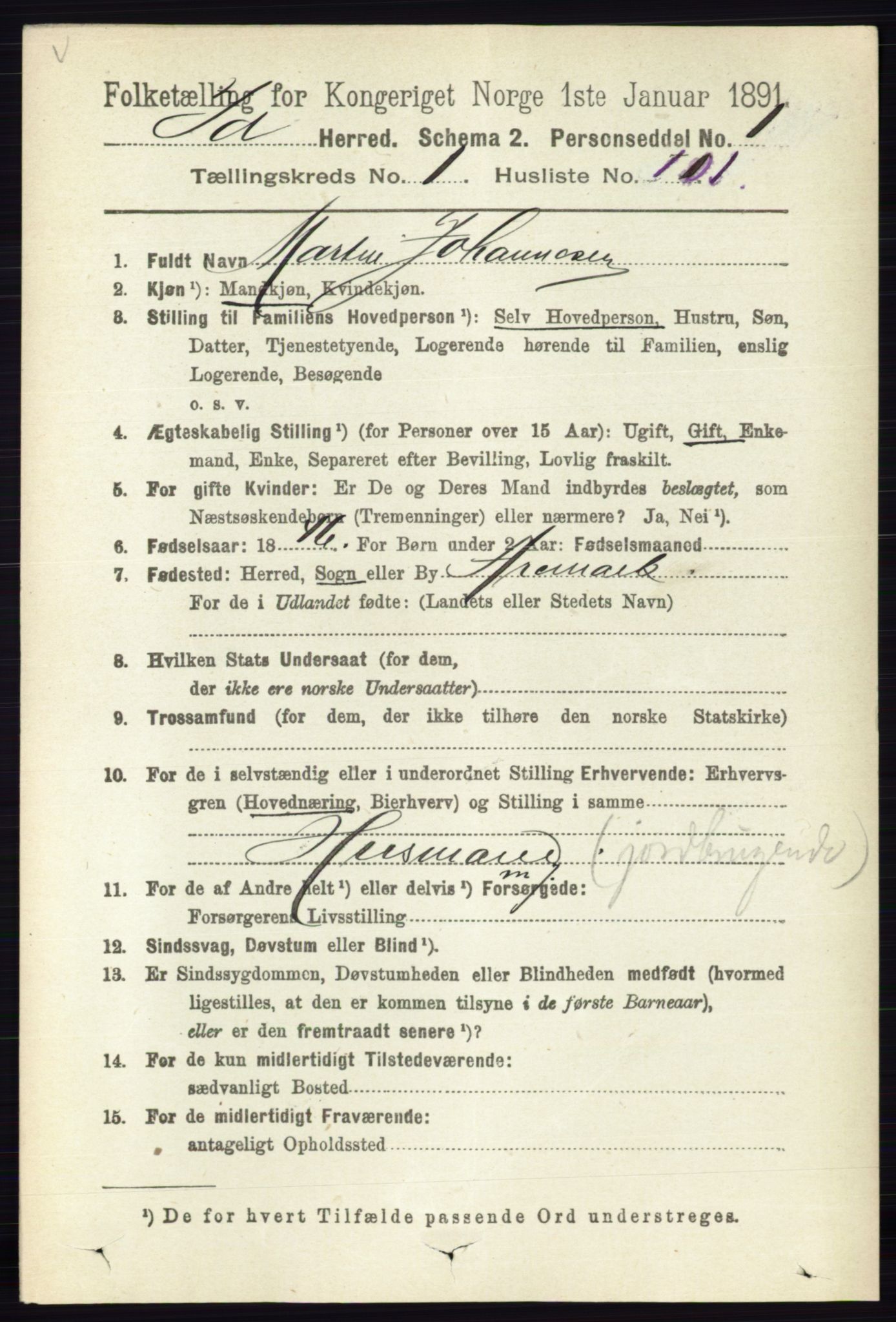 RA, 1891 census for 0117 Idd, 1891, p. 1031