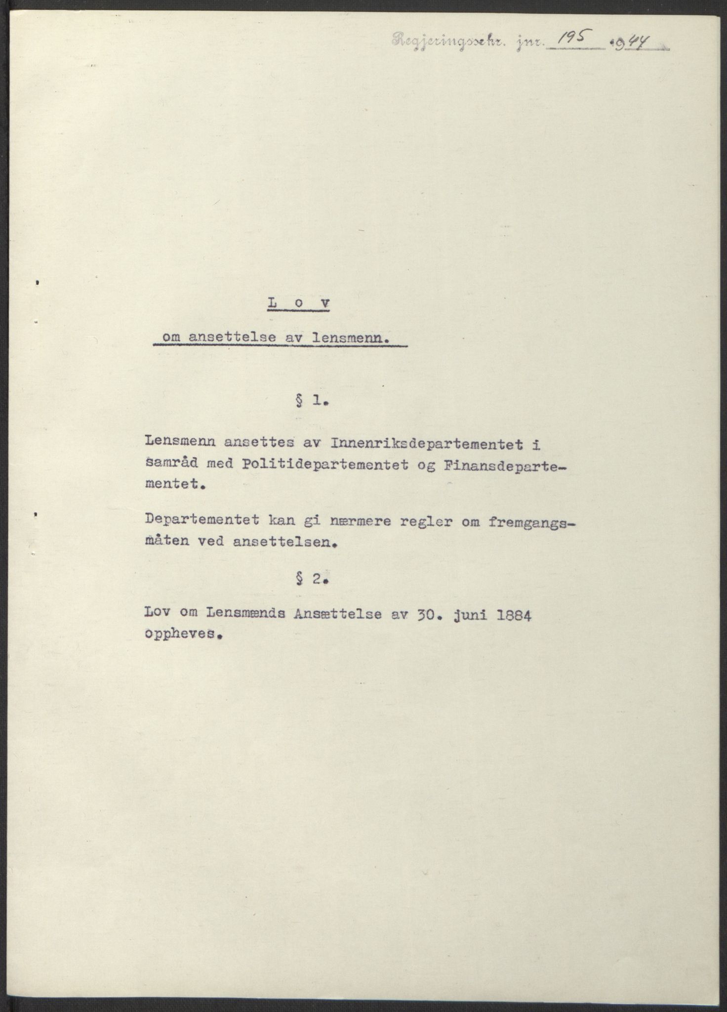 NS-administrasjonen 1940-1945 (Statsrådsekretariatet, de kommisariske statsråder mm), AV/RA-S-4279/D/Db/L0100: Lover, 1944, p. 348